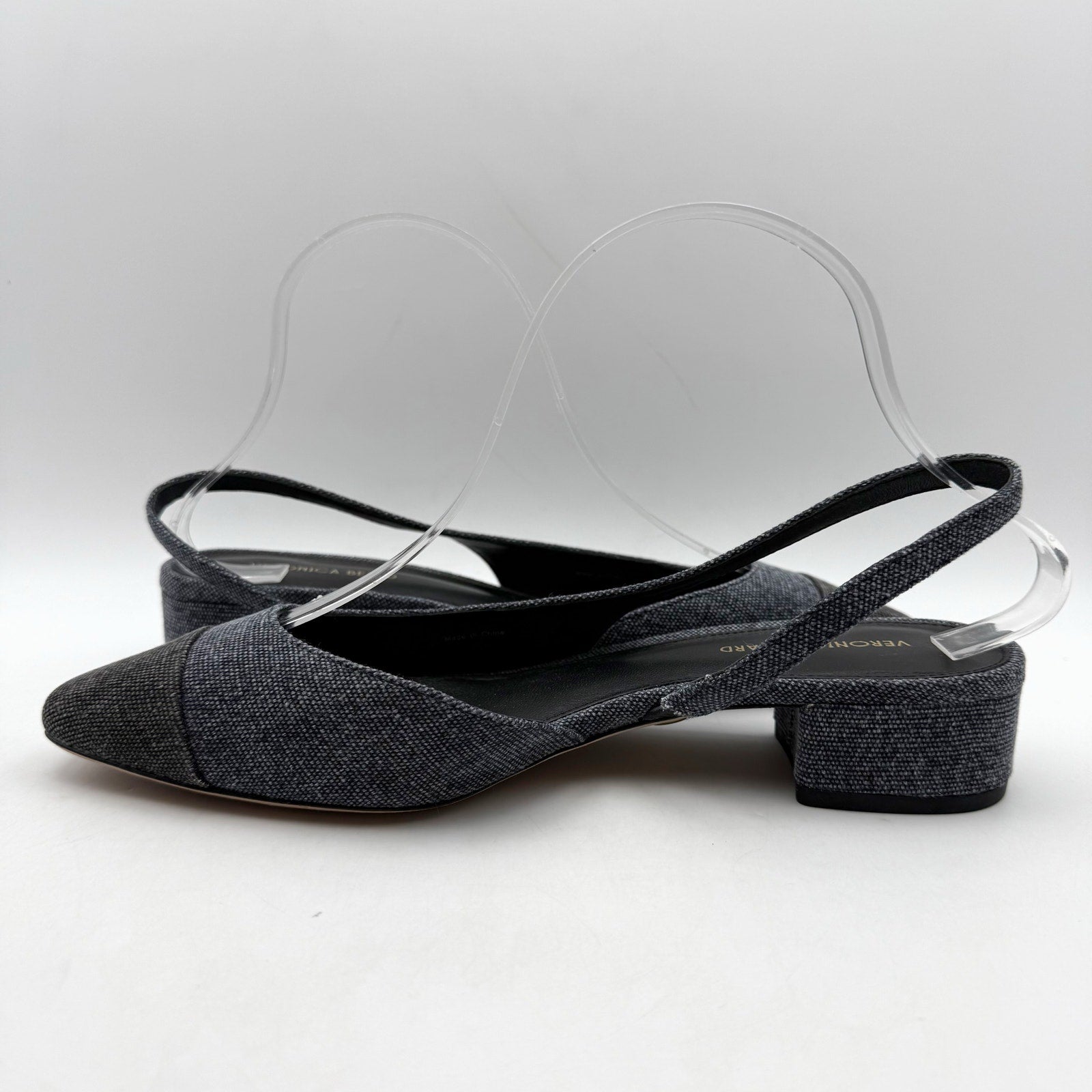Veronica Beard Womens Cecile Denim Cap Toe Slingback Heel US 8 M Blue Black NWOB