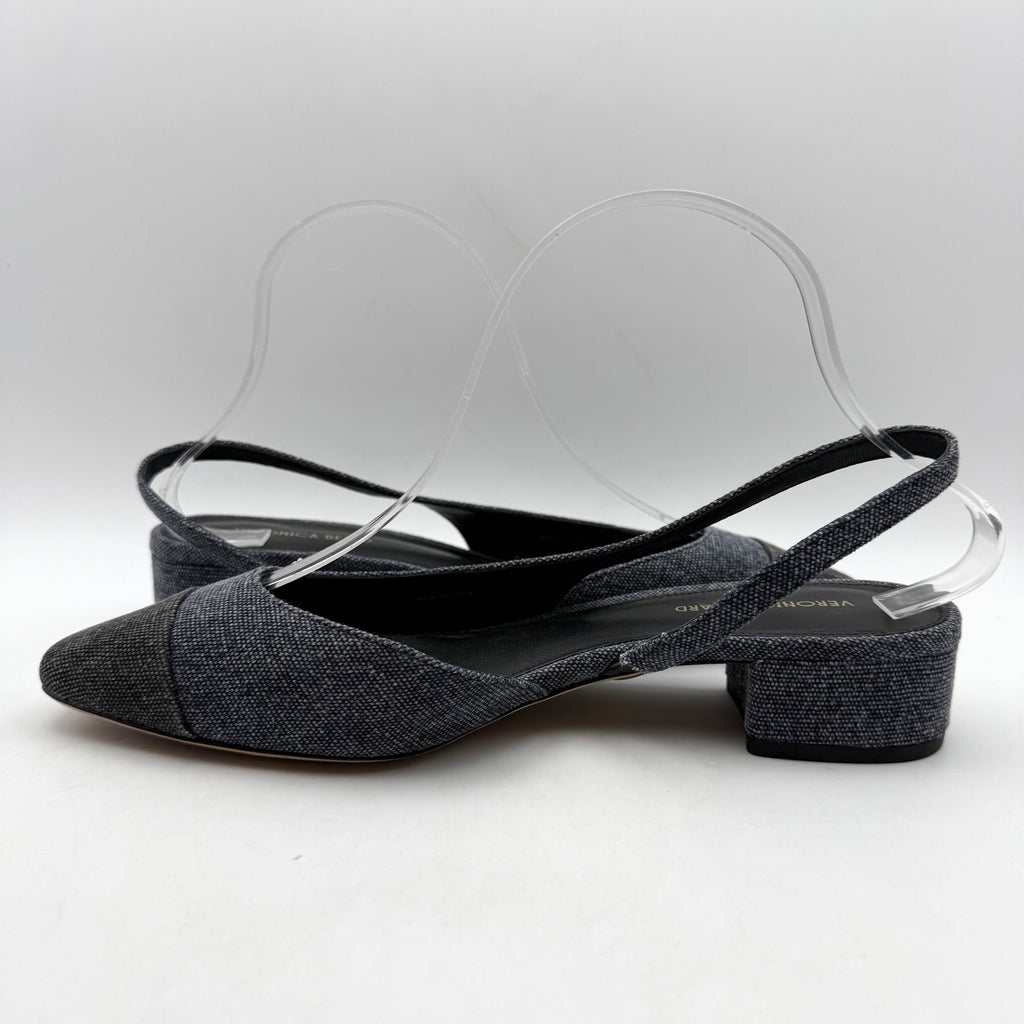 Veronica Beard Womens Cecile Denim Cap Toe Slingback Heel US 8 M Blue Black NWOB