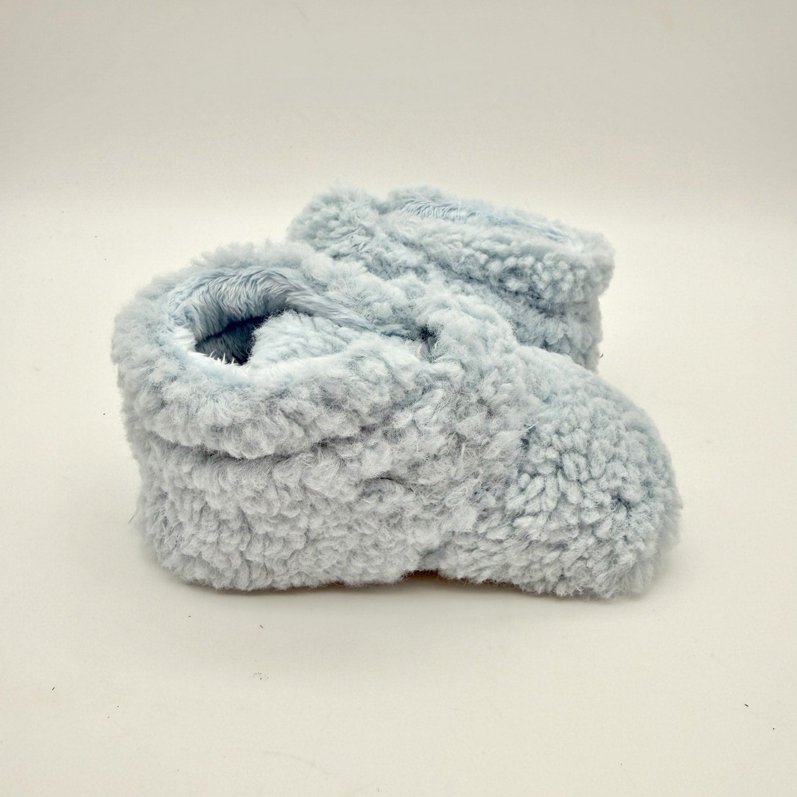 UGG Infant Bixbee Booties US 4-5 M Blue Vegan Fur Hook and Loop NIB