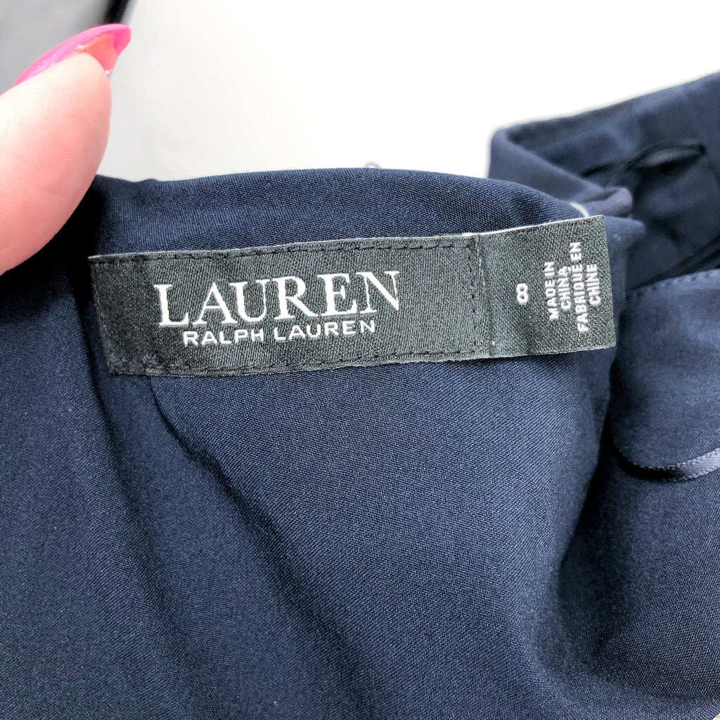 LAUREN RALPH LAUREN Crepe Off-the-Shoulder Gown Size 8 Navy Blue Formal NWT