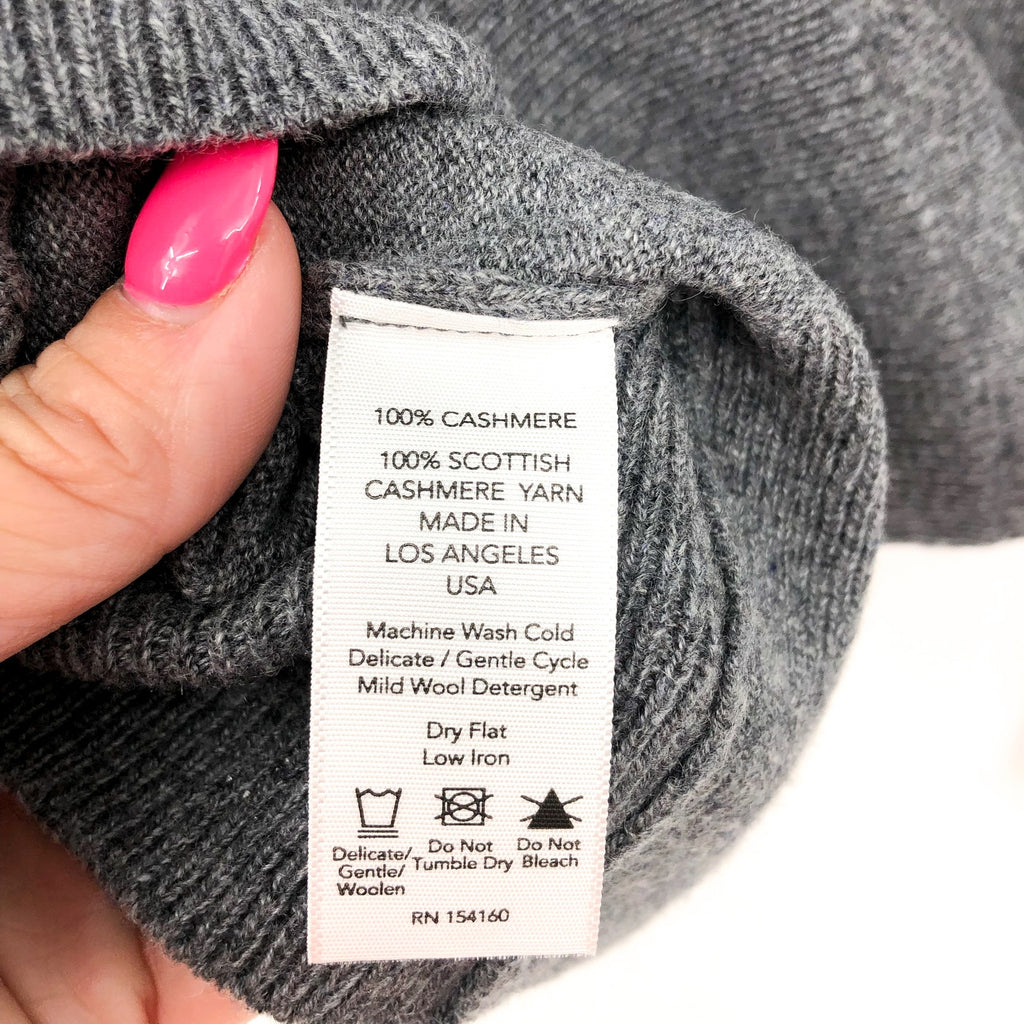 ACTIVE CASHMERE Women's Fitted Cashmere Sweater XS Charcoal Gray Crewneck NWT