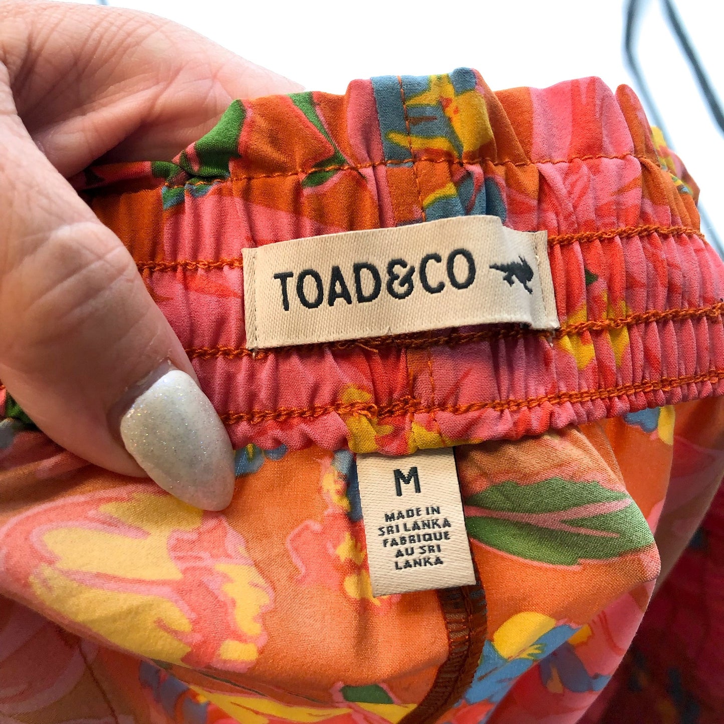 TOAD & CO Womens Sunkissed Wide Leg Pants Medium Red Persimmon Tulip Print NWT