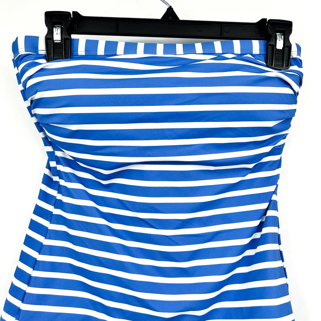 TOMMY BAHAMA Coastline Stripe Bandeau Tankini Top Small Blue White NWOT