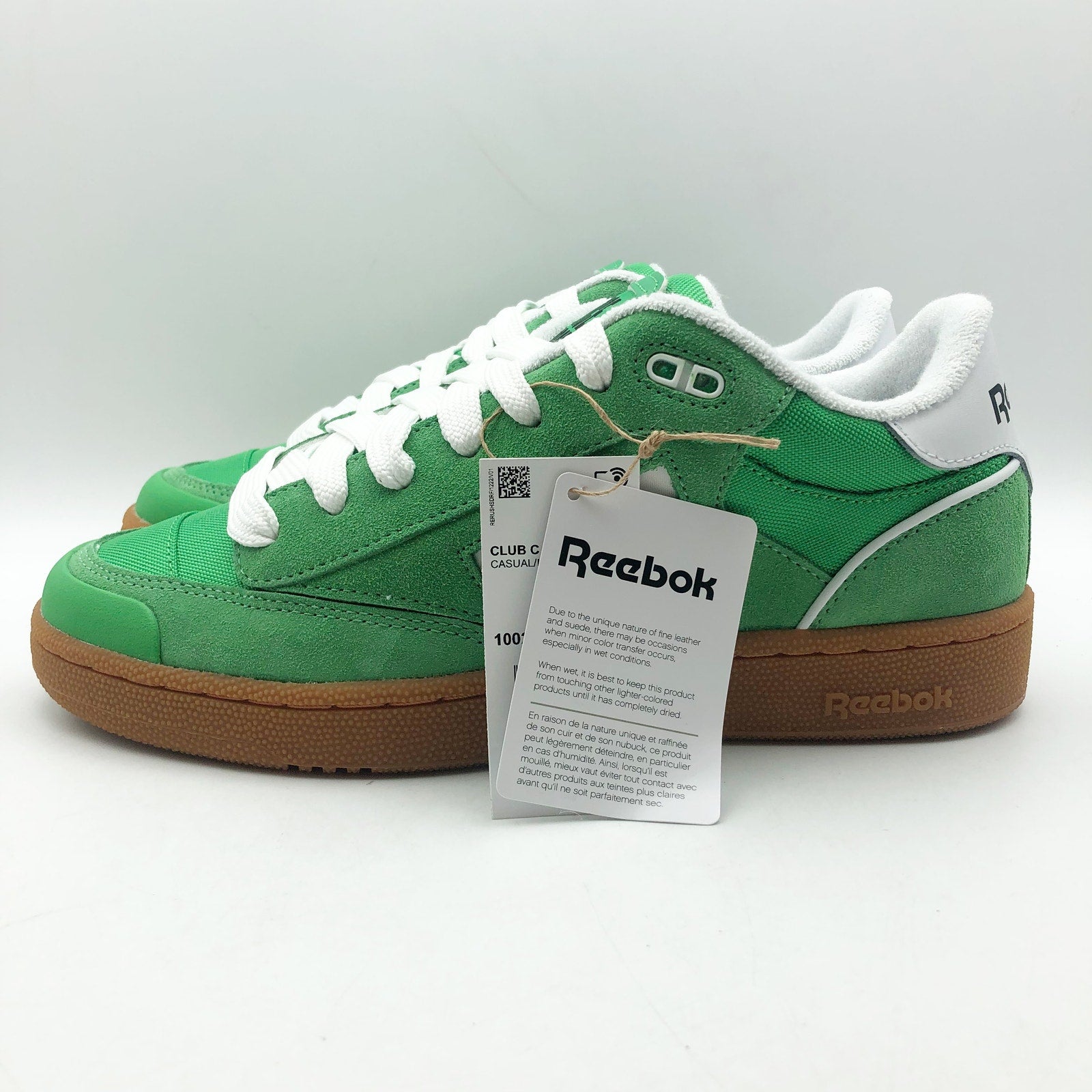 Reebok x Pleasures Club C Bulc Sneakers Mens 12 Green White Suede Casual NIB