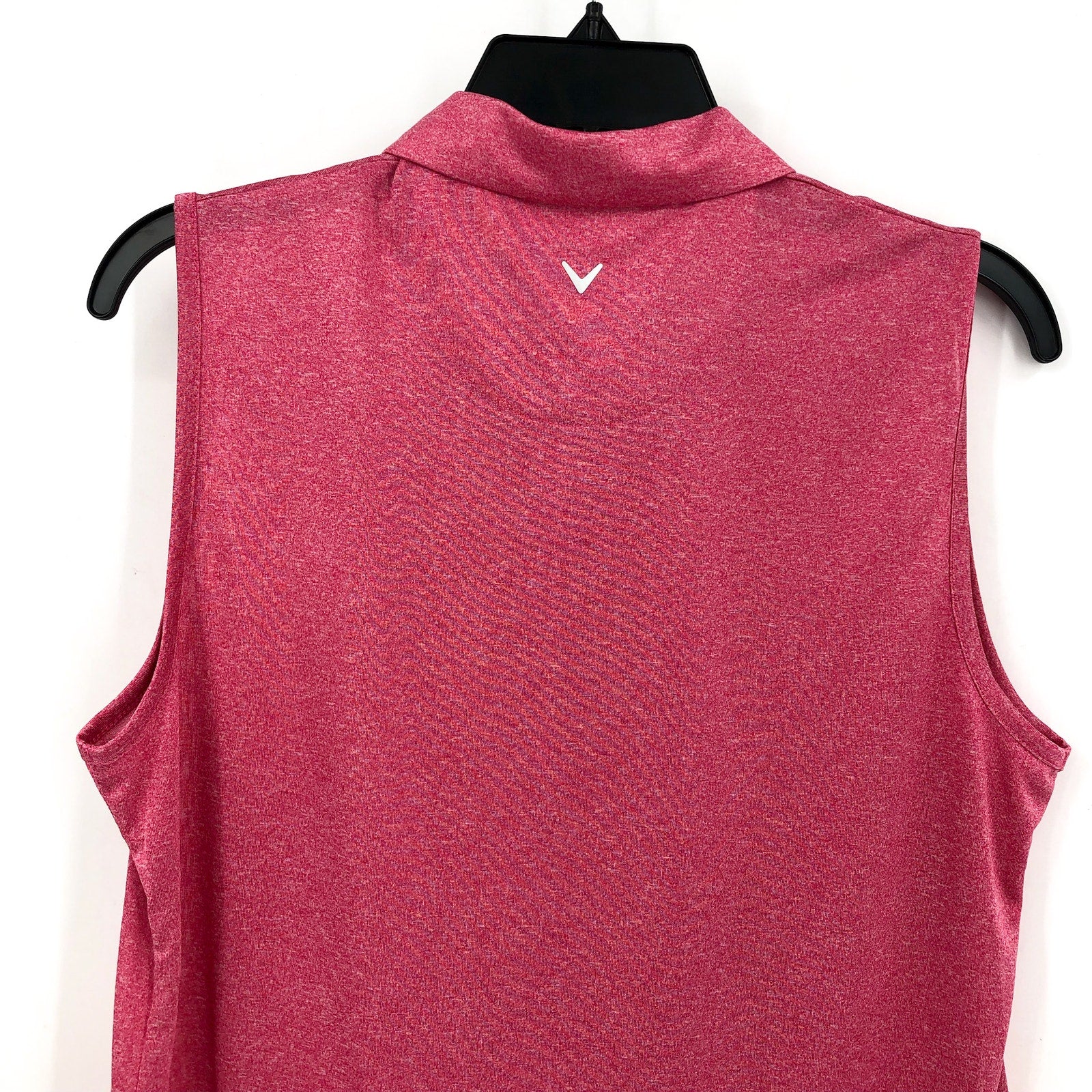 CALLAWAY Womens Sleeveless Polo Shirt XS Pink Peacock 1/4 Zip Golf NWT