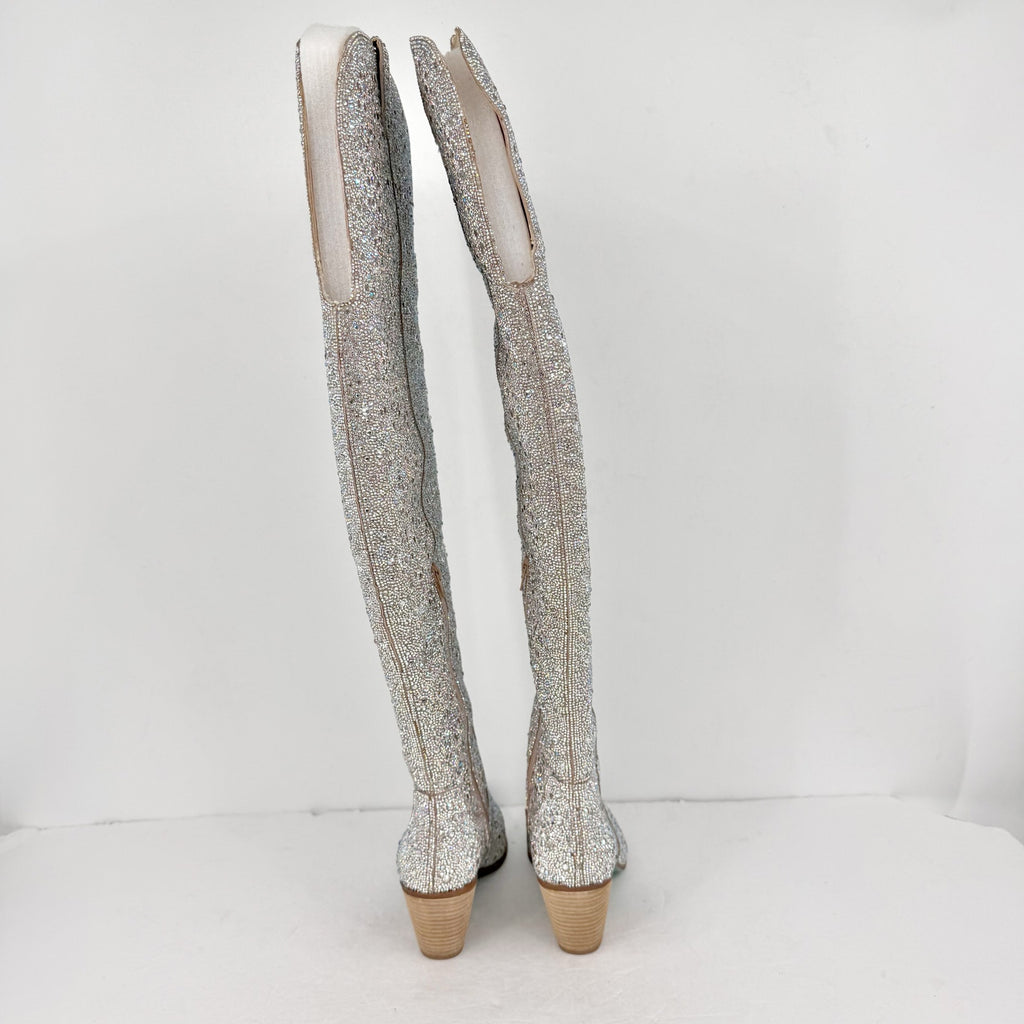 Betsey Johnson Womens Rodeo Over the Knee Boot US 11 Multicolor Rhinestone NWOB
