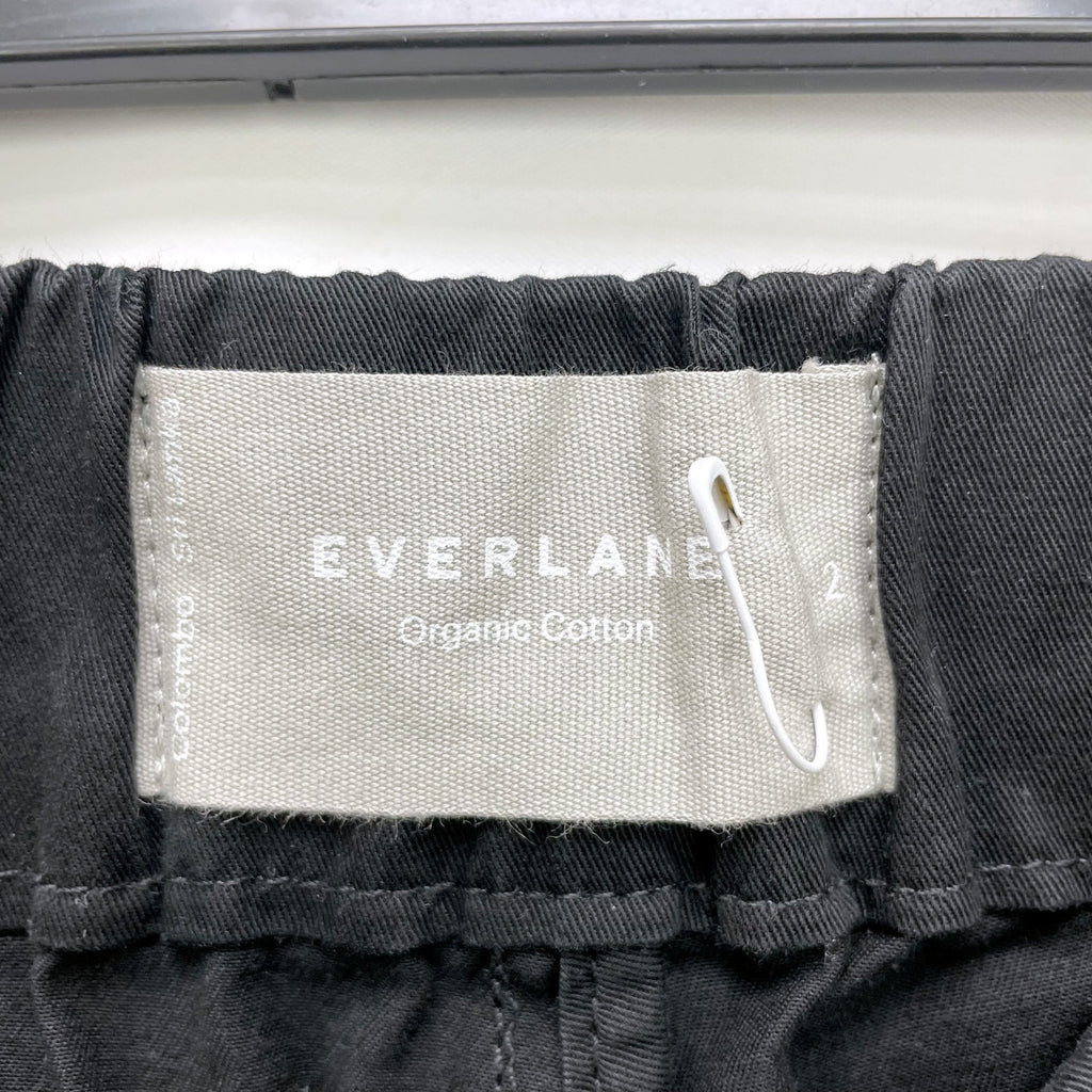 Everlane Womens The Easy Pant Size 2 Elastic Waist Straight Leg Chino Black NWT