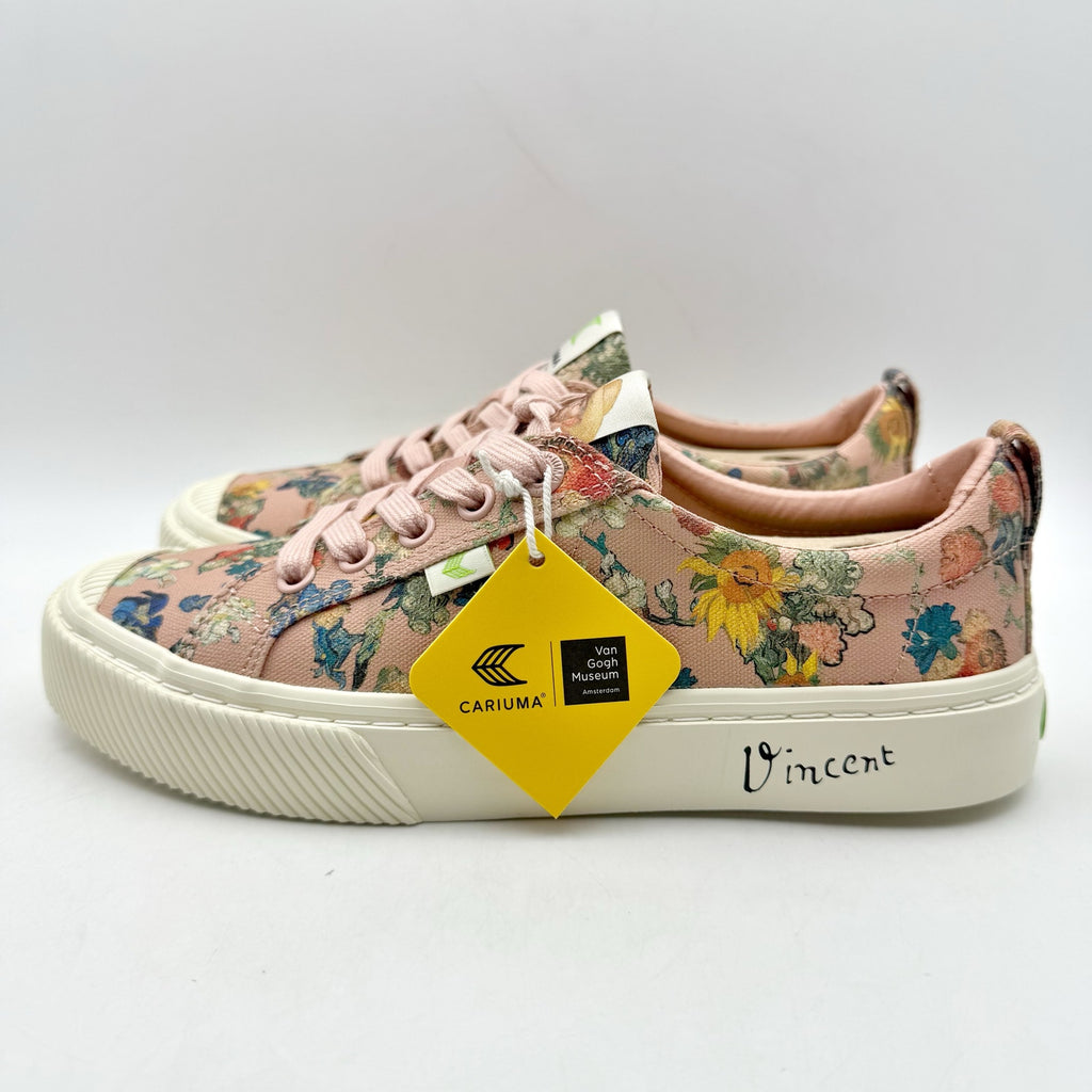 Cariuma Women VGM OCA Low Jubilee 50 Sneaker US 6.5 Pink Canvas Flower Print NIB