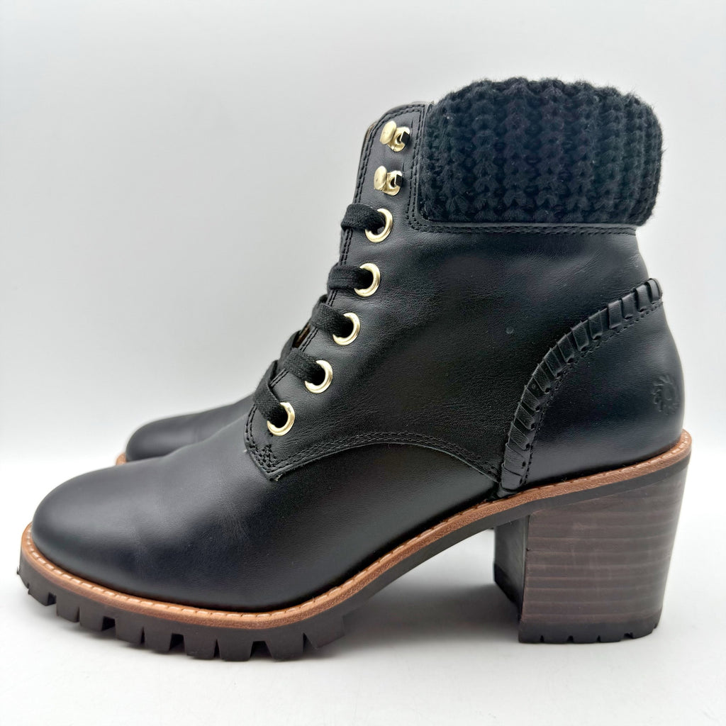 Jack Rogers Womens Harper Hiker Boots US 7.5 Black Leather Water Resistant NIB