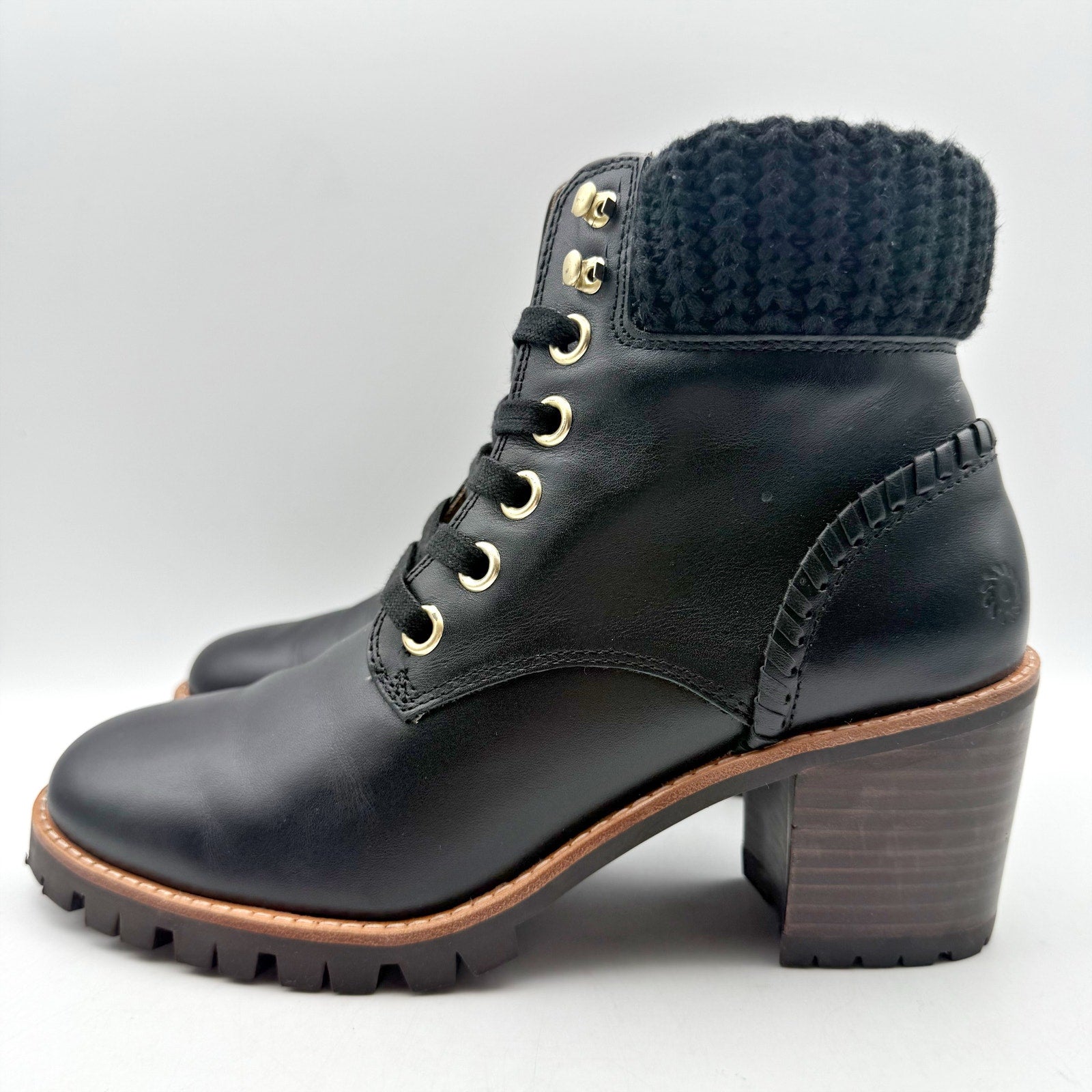 Jack Rogers Womens Harper Hiker Boots US 7.5 Black Leather Water Resistant NIB