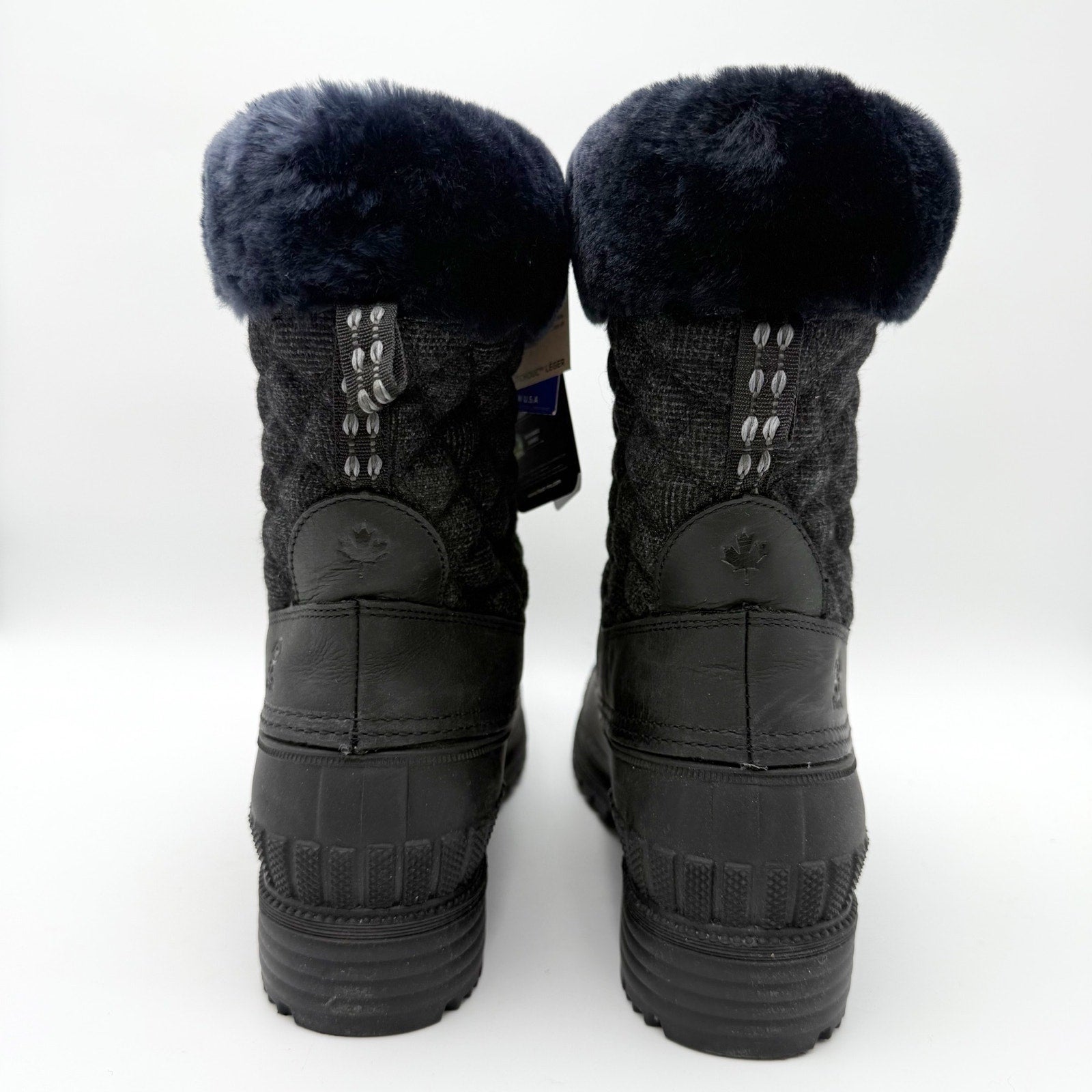 Kamik Womens Sienna Cuff 2 Winter Boots US 9 EU 40 Black Leather Fur NIB