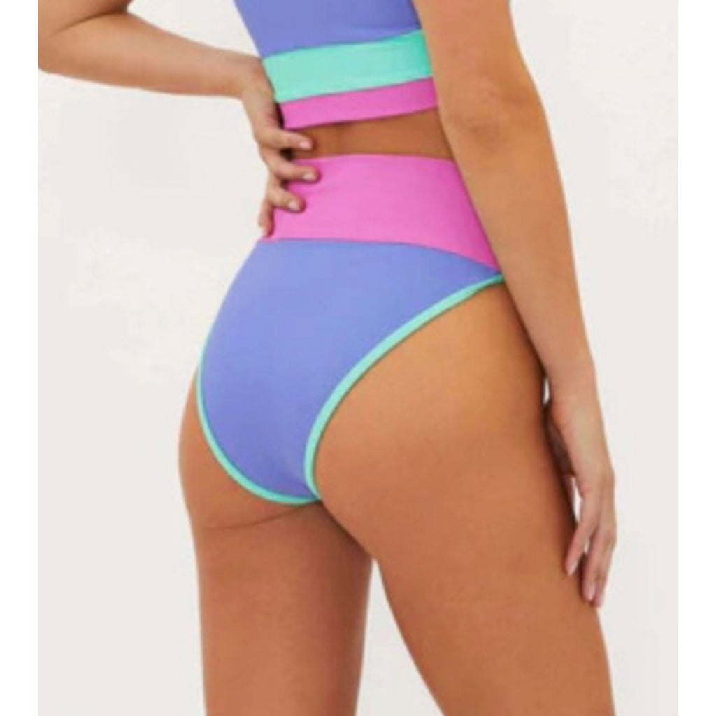 BEACH RIOT Women's Emmy High Waist Bikini Bottom XS Purple Pink High Tide NWT