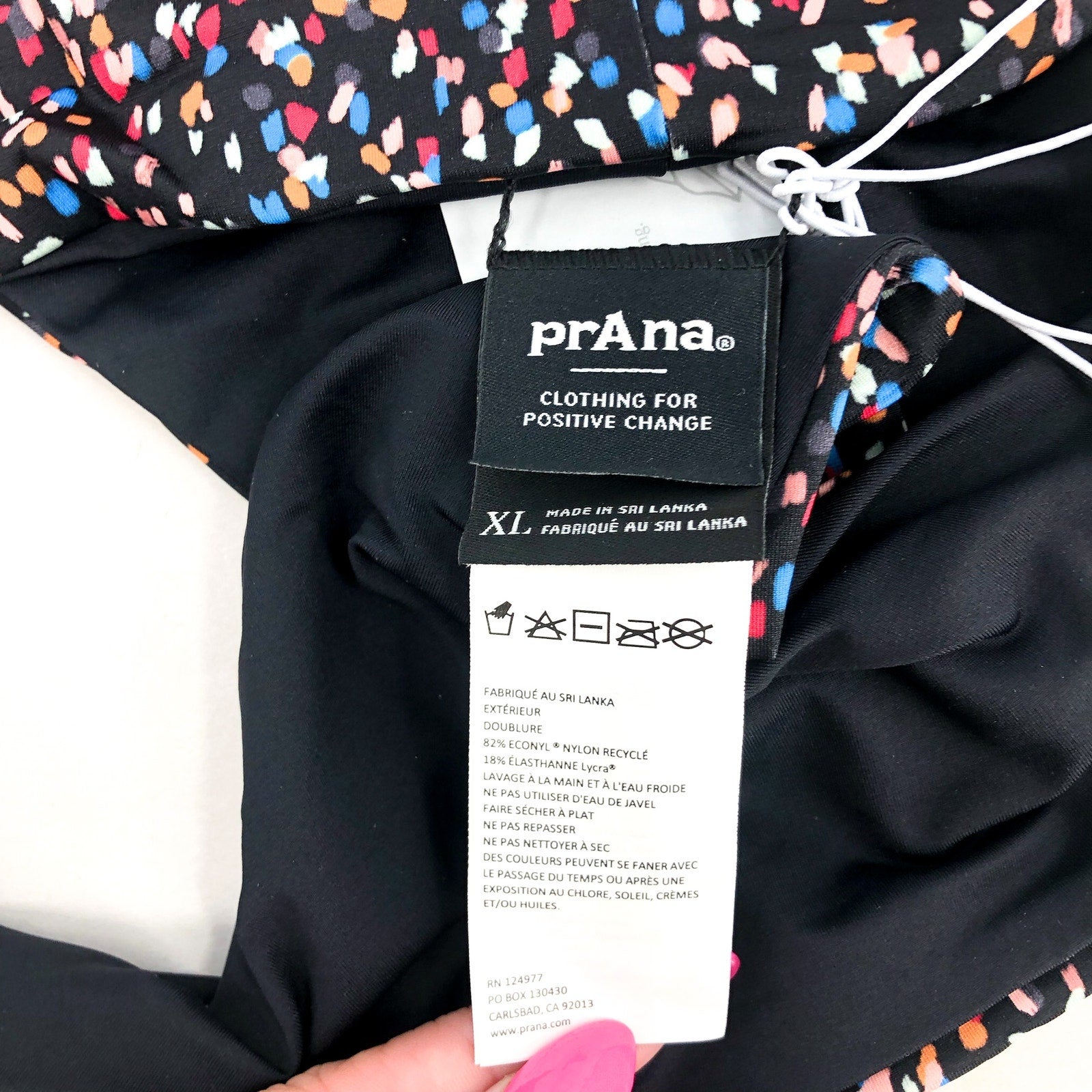 PRANA Women's Gemma Reversible Bikini Bottom XL Black Alotta Dot NWT