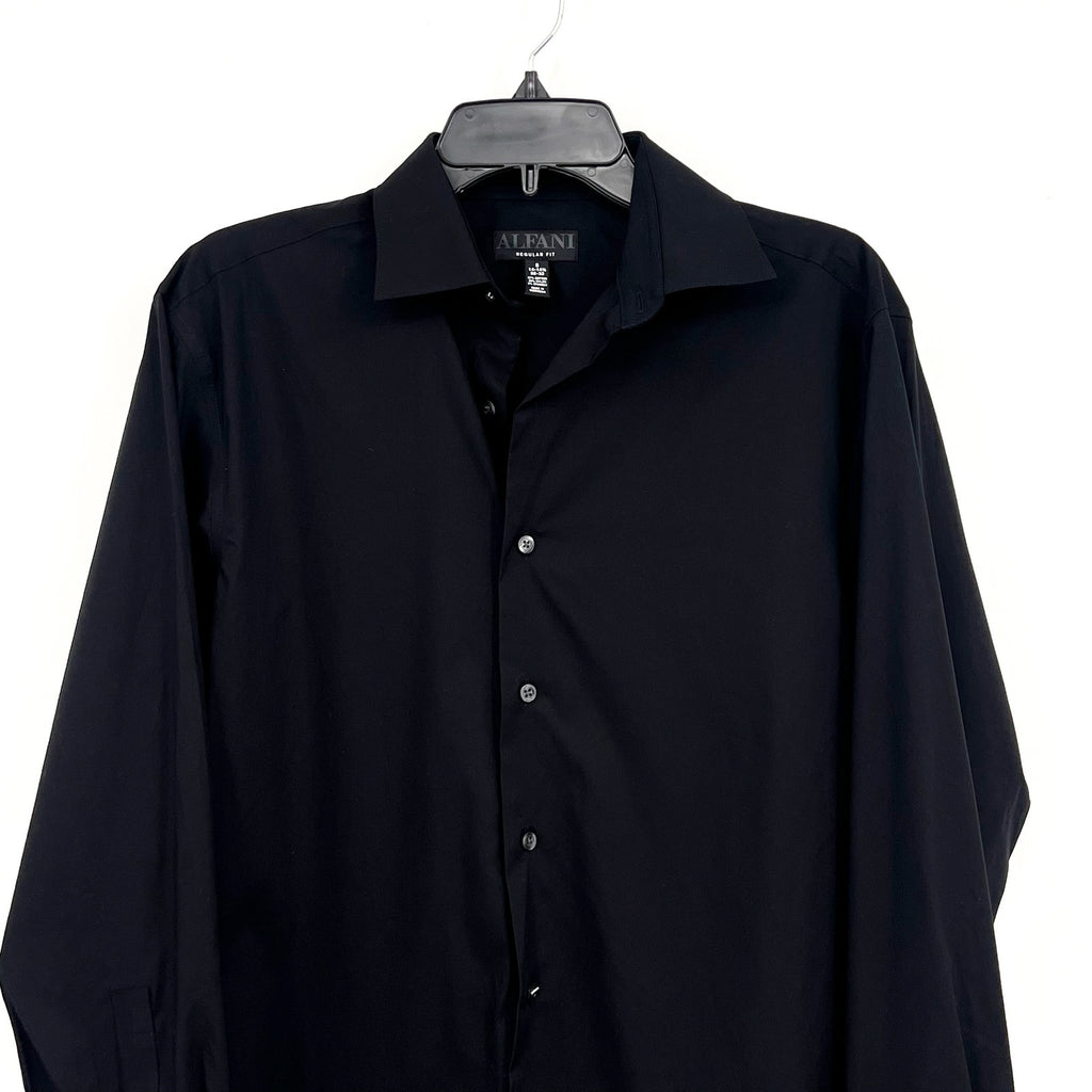 ALFANI Men's Regular-Fit Button Down Dress Shirt Small Black Long Sleeve NWT