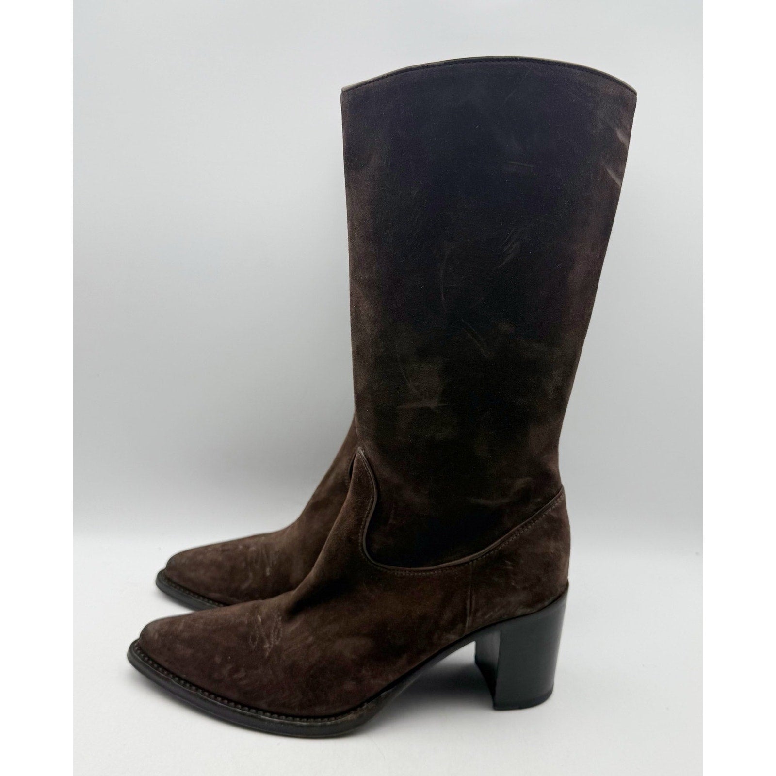 RE/DONE Womens 90s Western Knee High Boots EU 37 US 7 Brown Suede EUC