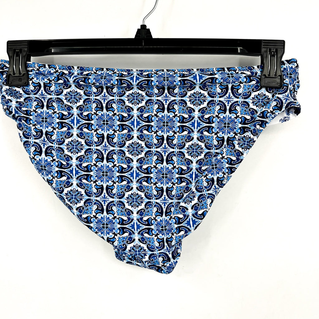 TOMMY BAHAMA Terrazzo Tile Reversible Hipster Bikini Bottom Large Blue Print NWT