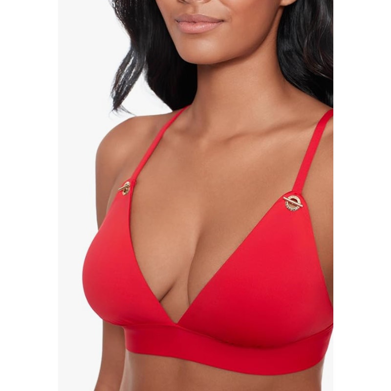 LAUREN RALPH LAUREN Beach Club V Neck Bikini Set Size 8 Red NWT