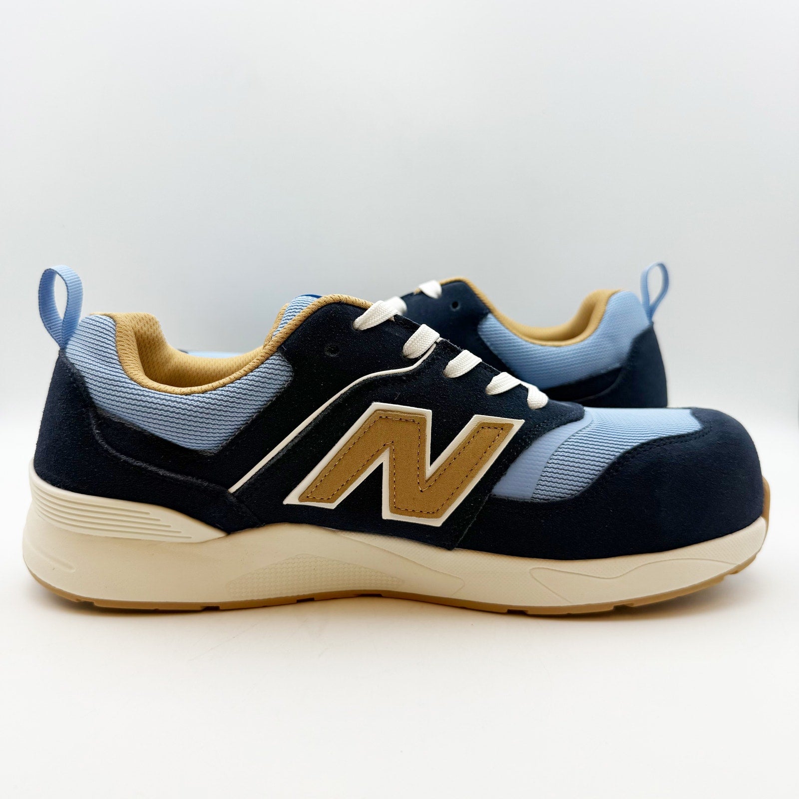New Balance Mens Work Safety Elite Lite Shoe 8.5 Light Blue Navy Comp Toe NWOB