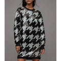 ALLSAINTS Juela Toni Sequin Check Mini Dress Medium Black White Long Sleeve NWT