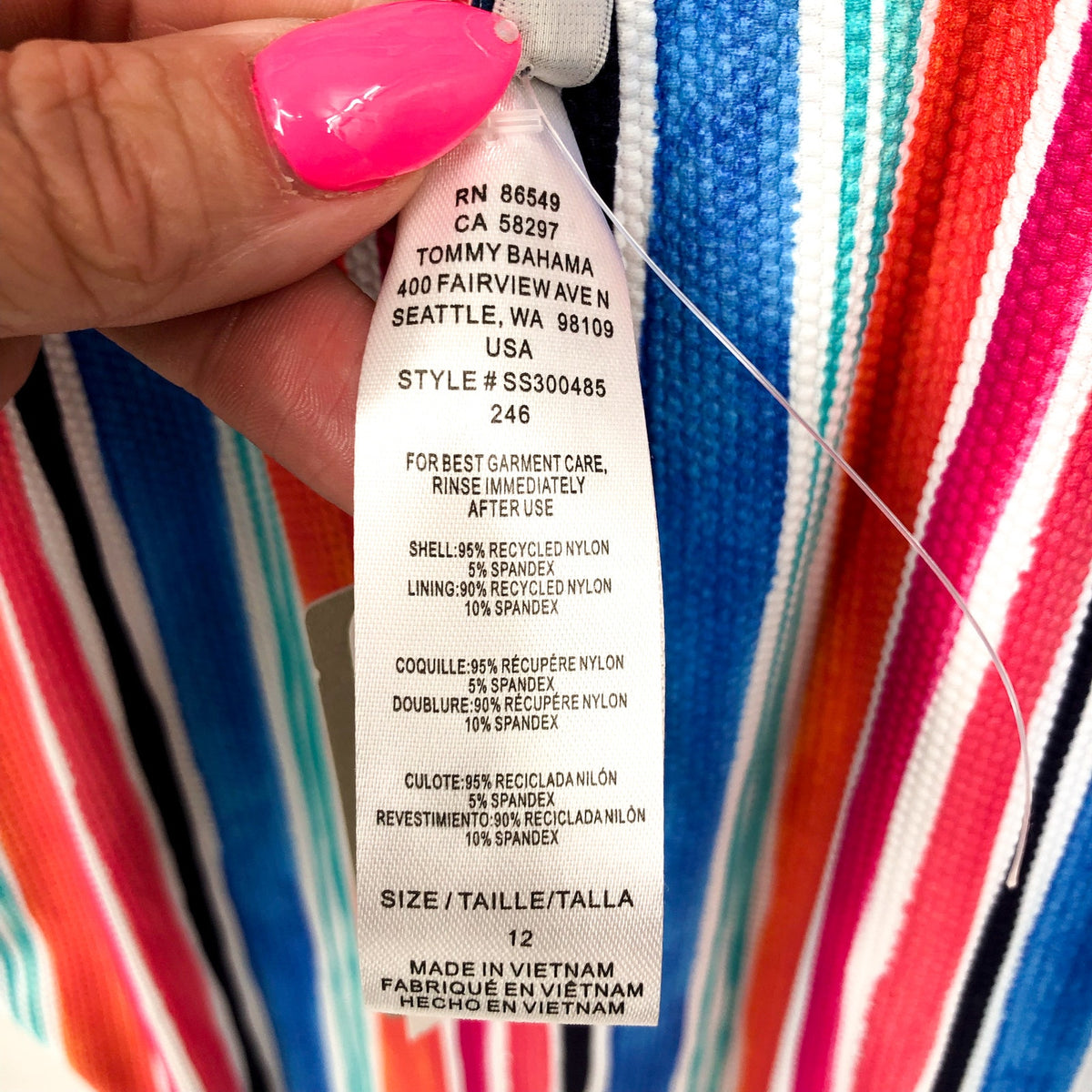 TOMMY BAHAMA Island Cays Oasis One-Piece Swimsuit Size 12 Pink Reversible NWT