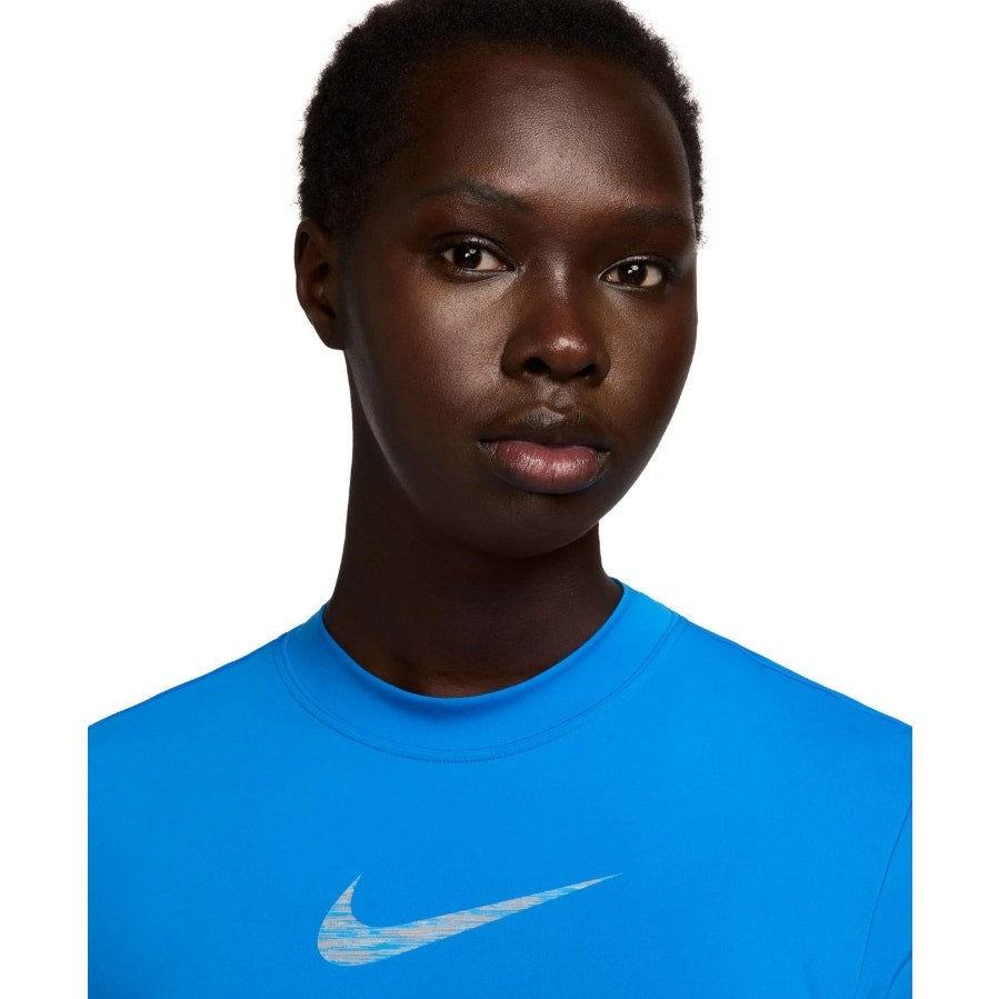 NIKE PRO Women's Dri-FIT Short-Sleeve Cropped Top Medium Royal Blue Tshirt NWT