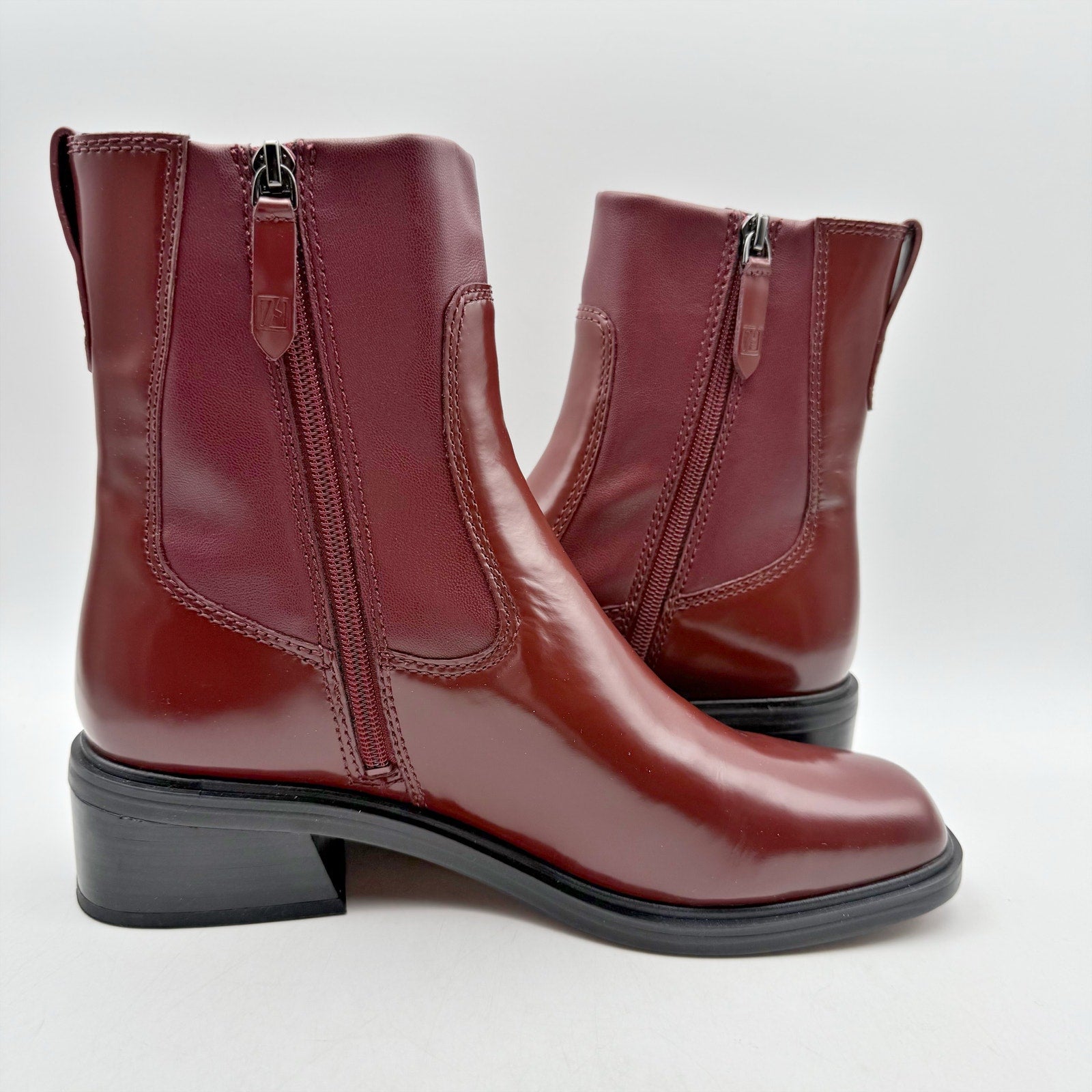 Franco Sarto Womens Gracelyn Ankle Boots US 5.5 Red Leather Booties NIB