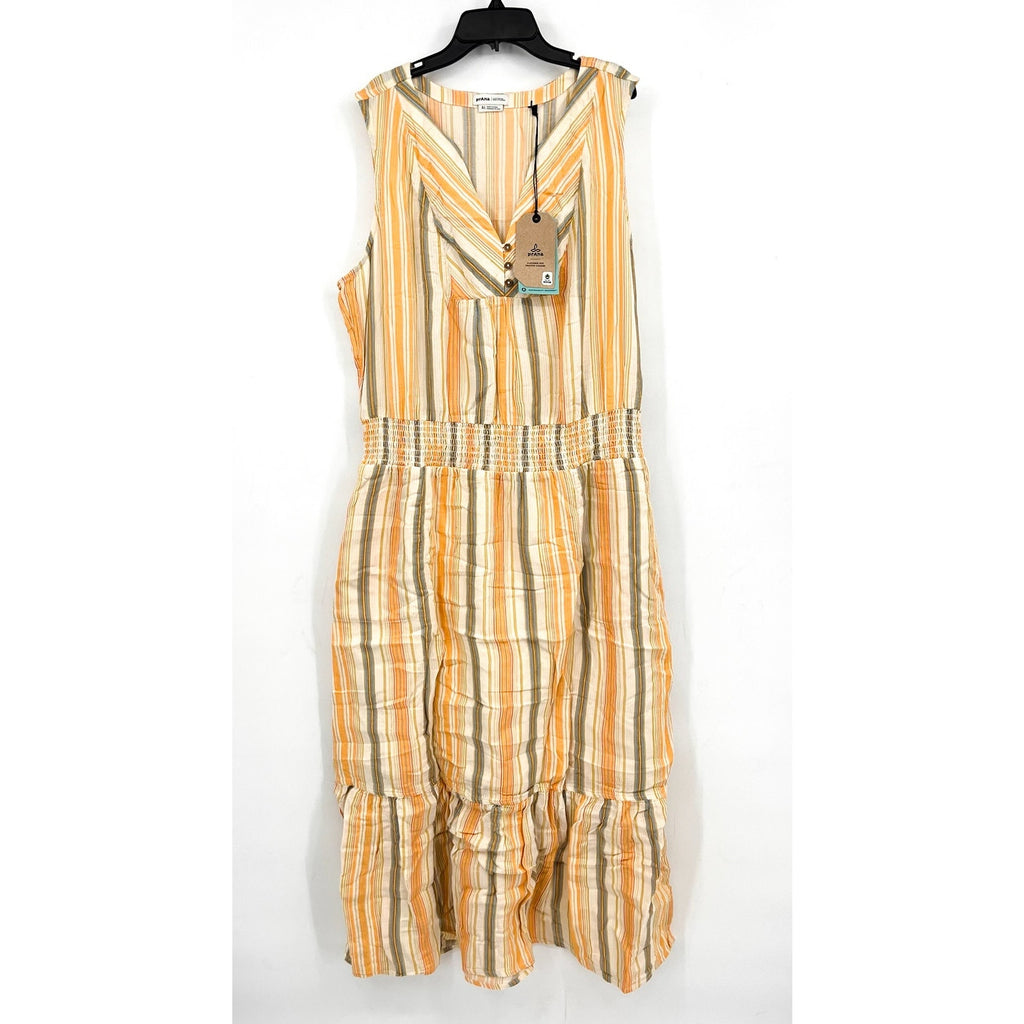 PRANA Women's California Dreaming Maxi Dress XL Golden Hour Stripe NWT