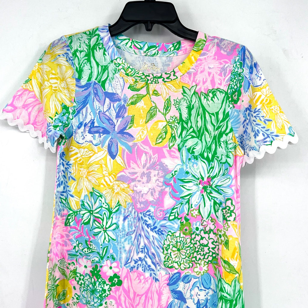 LILLY PULITZER Cody Short Sleeve Dress XS Pink Green Bright Delight Patch NWOT