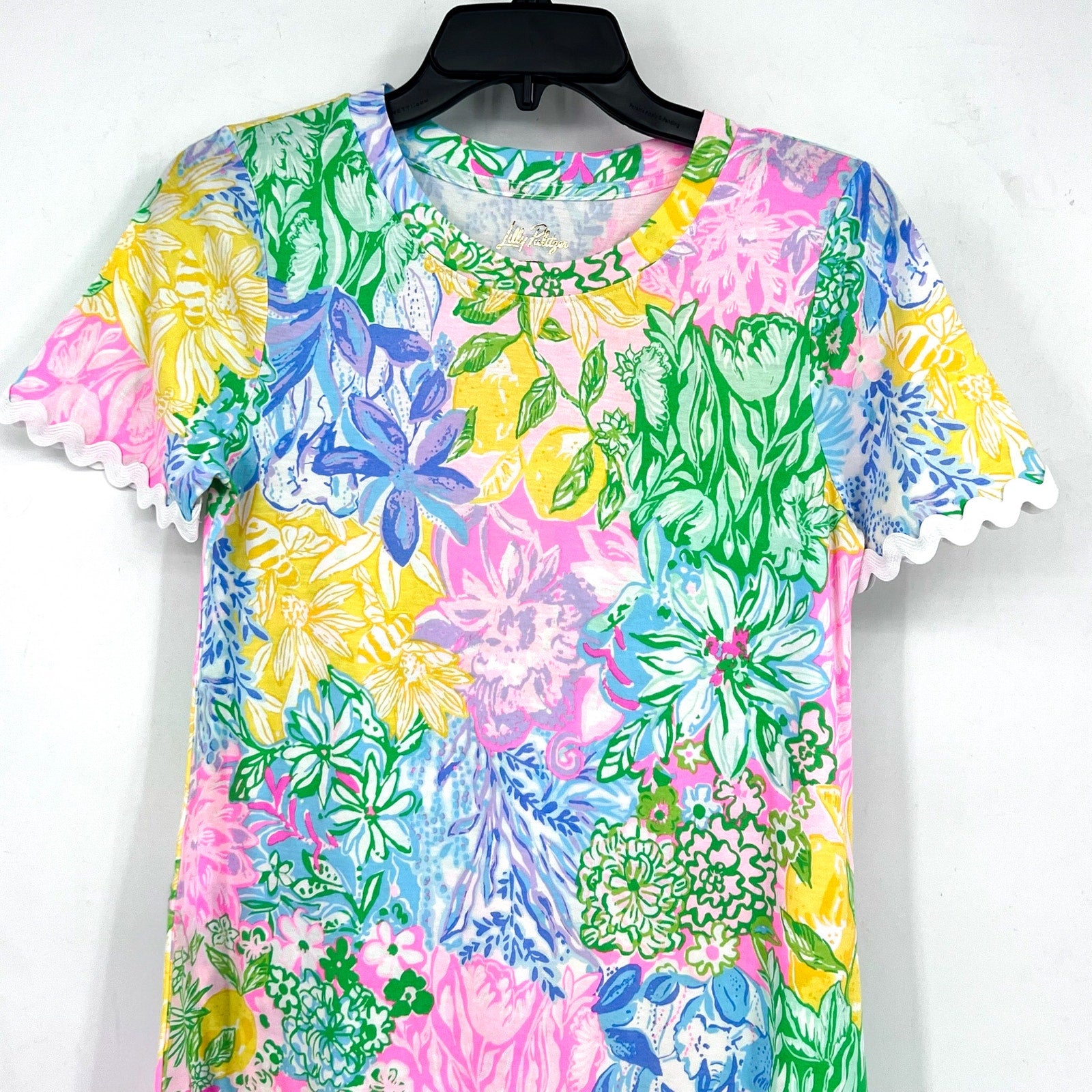 LILLY PULITZER Cody Short Sleeve Dress XS Pink Green Bright Delight Patch NWOT