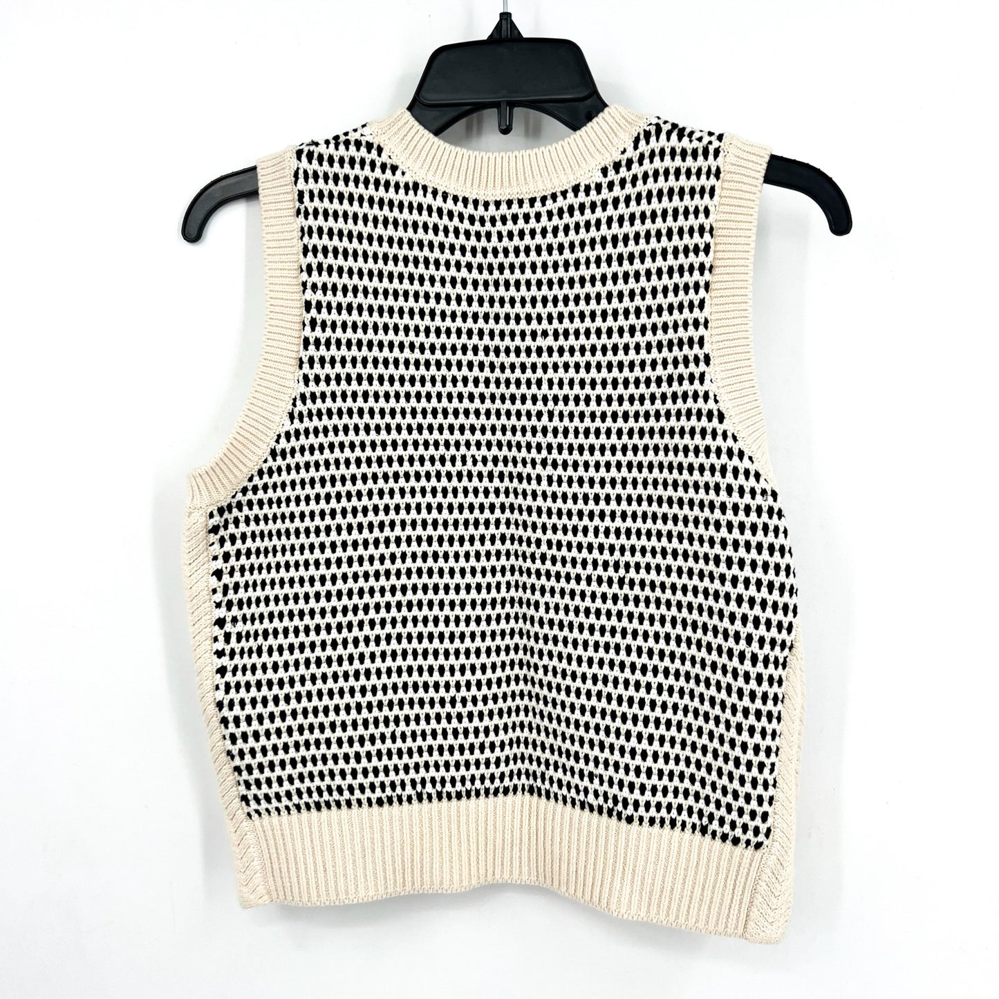 VARLEY Womens Knowles Textured Knit Vest Top XS Birch Cream Black Stitch NWOT