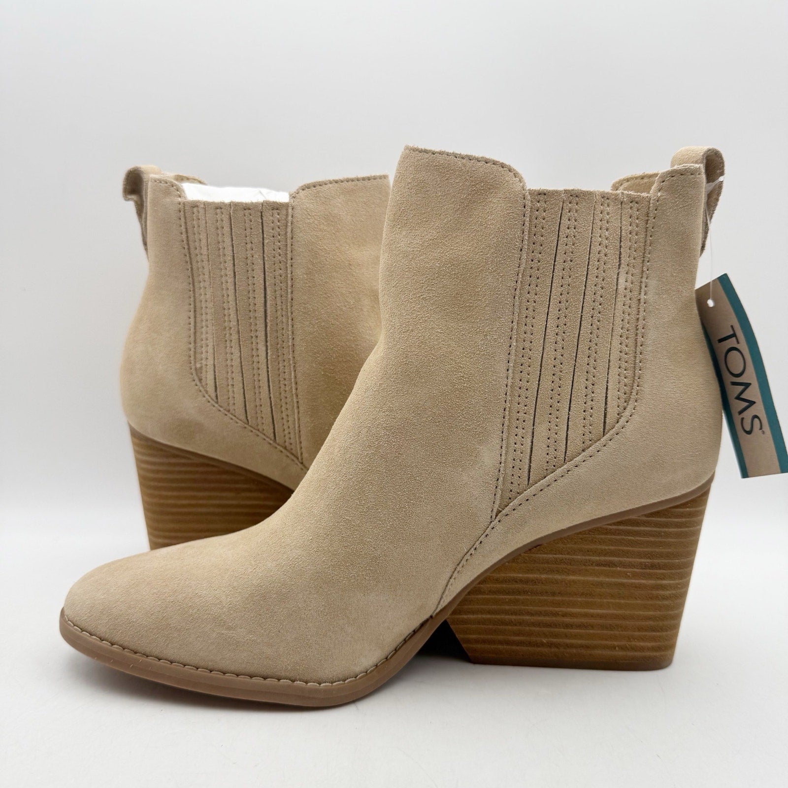 Toms Womens Noa Ankle Boots US 10 EU 42 Tan Beige Suede Pull On NWOB