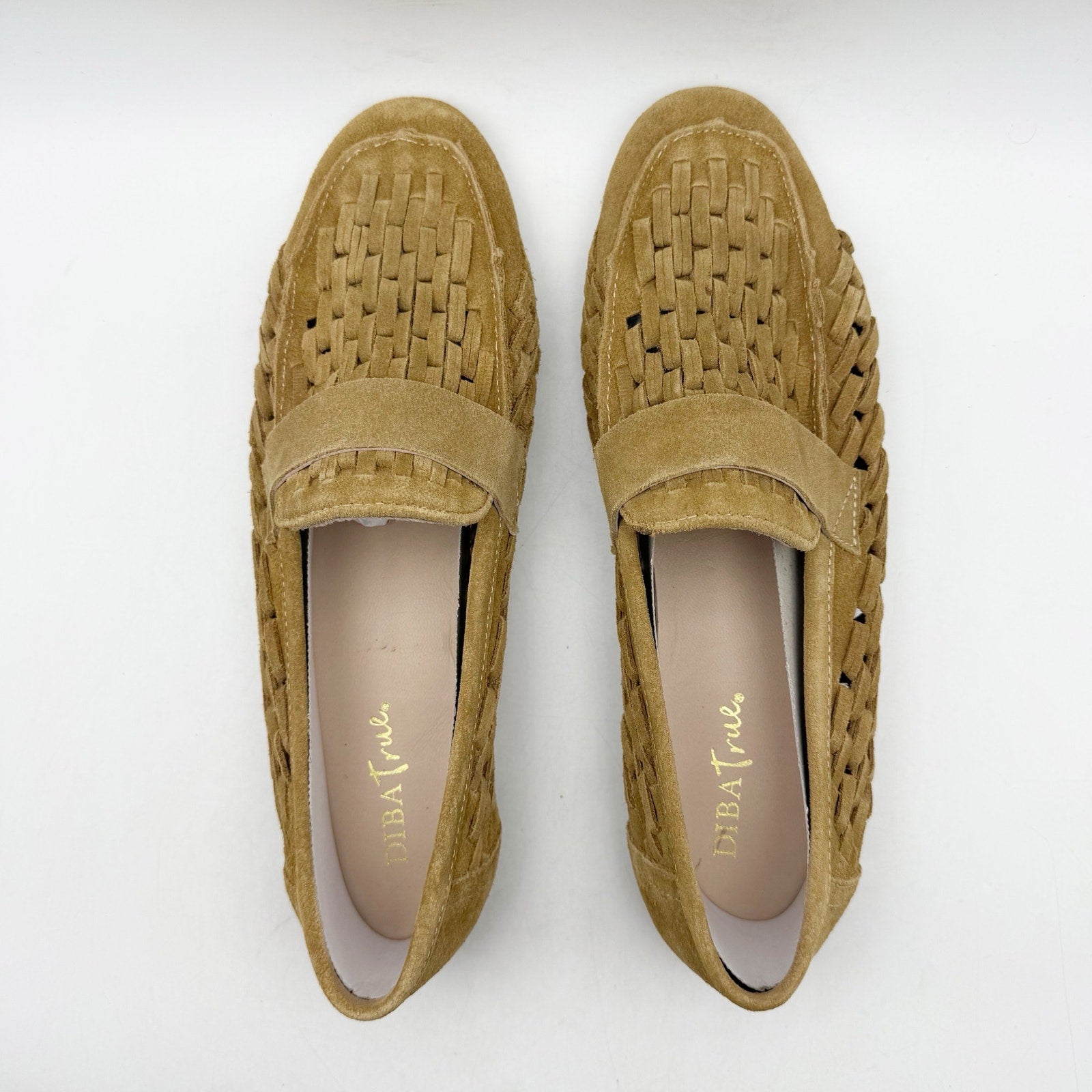 Diba True Womens Age Less Flat Loafers US 11 EU 42 Brown Suede Woven NWOB