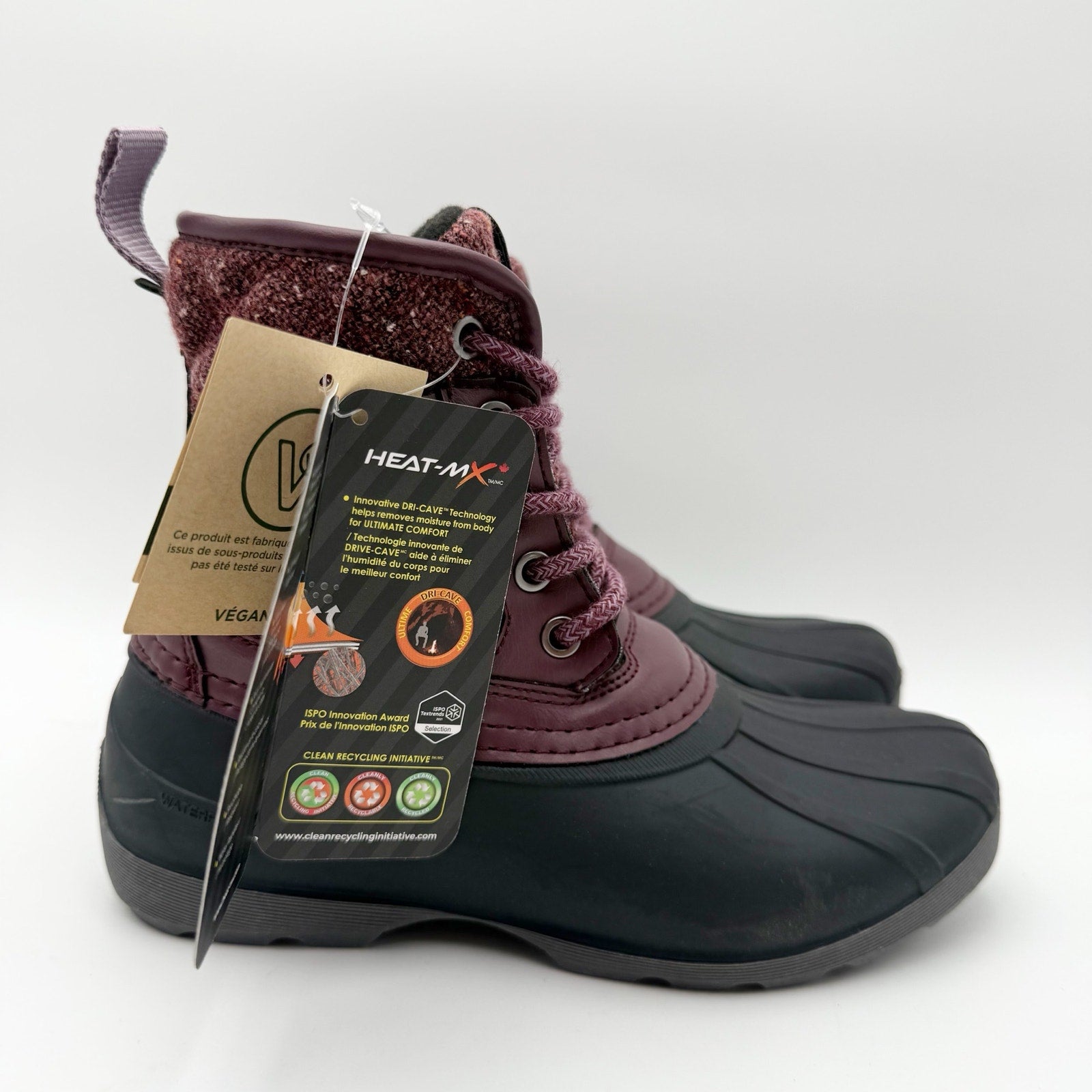 Kamik Kids Sierra Mid Winter Boots US 2 EU 33.5 Burgundy Red Black NIB