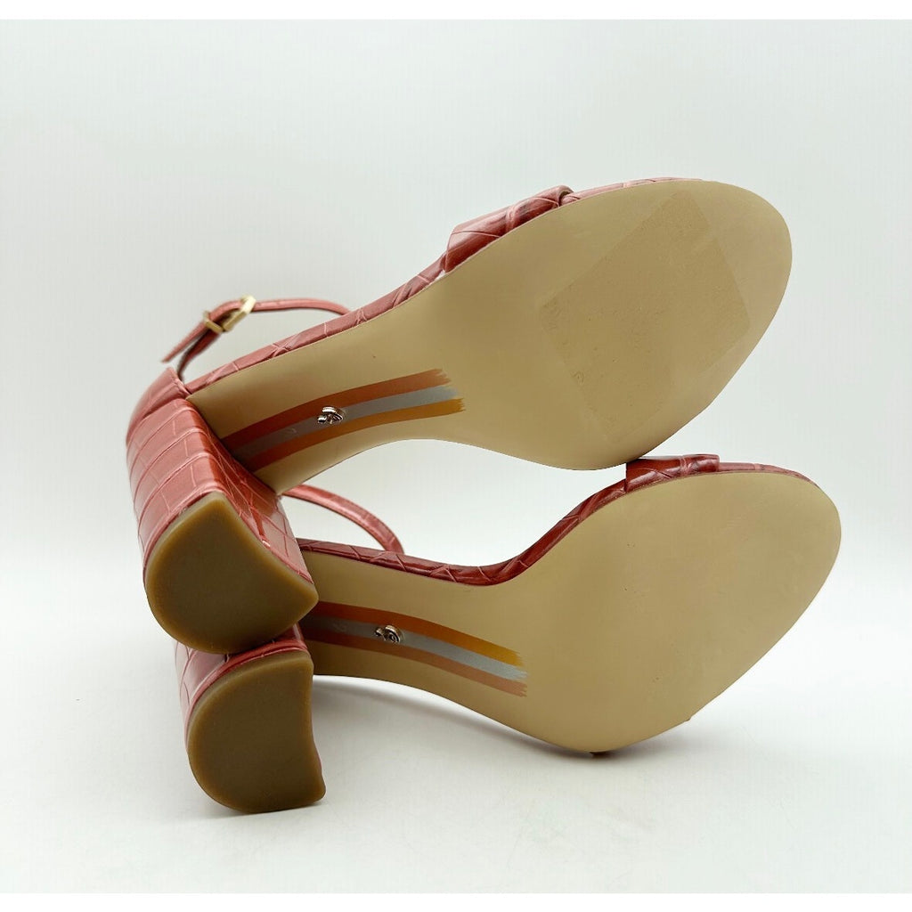 SAM EDELMAN Womens Yaro Dress Sandals Size 7 M Rosed Red Leather Heel NWOB
