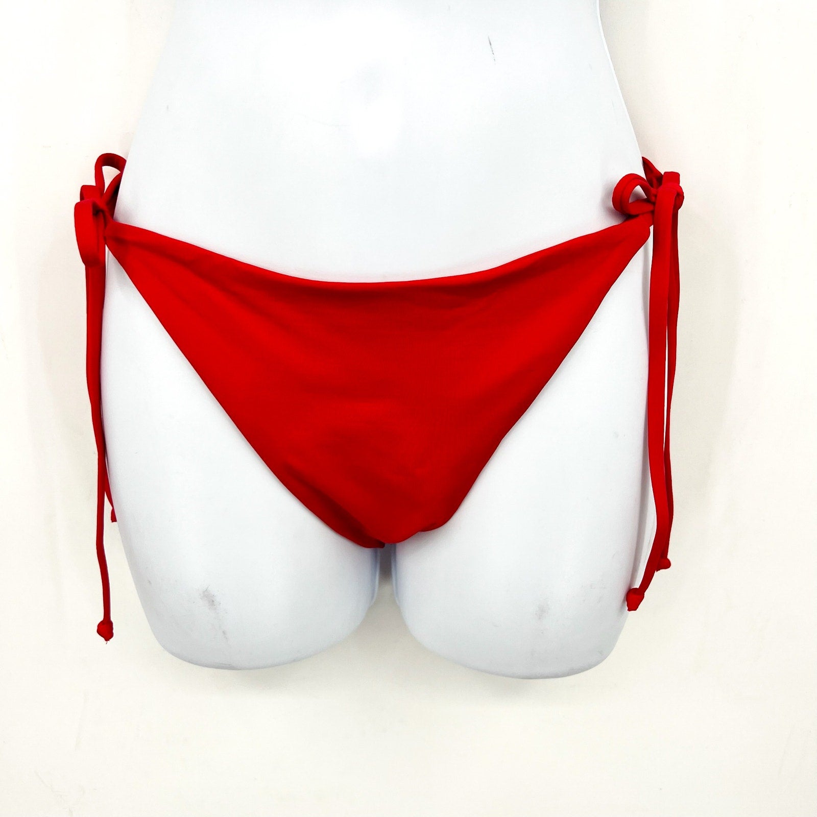 BECCA Women's Side Tie Hipster Bikini Bottom Large Fire Red Color Code NWT
