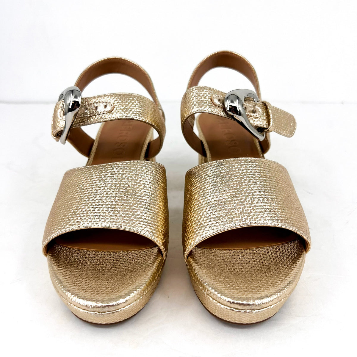 AEROSOLES Women's Chamber Heeled Sandals Size 10M Soft Gold NWOB