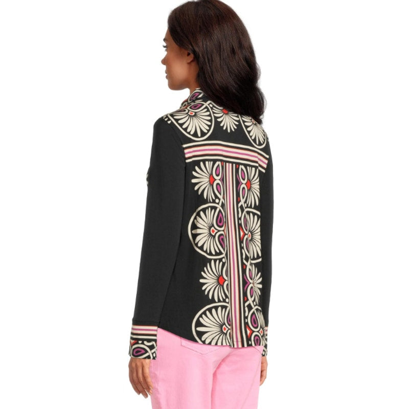 Johnny Was Womens Janie Favorite Button Front Shirt Small Black Print Siera NWT