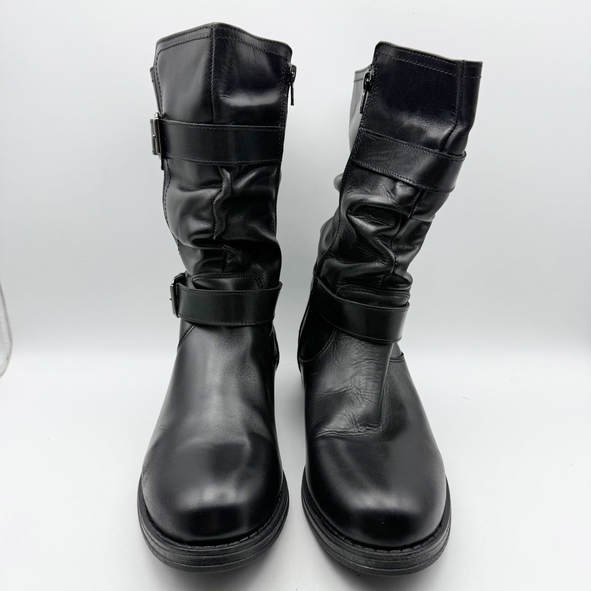 Eric Michael Womens Noelle Motorcycle Boots EU 42 US 11.5-12 Black Leather NWOB