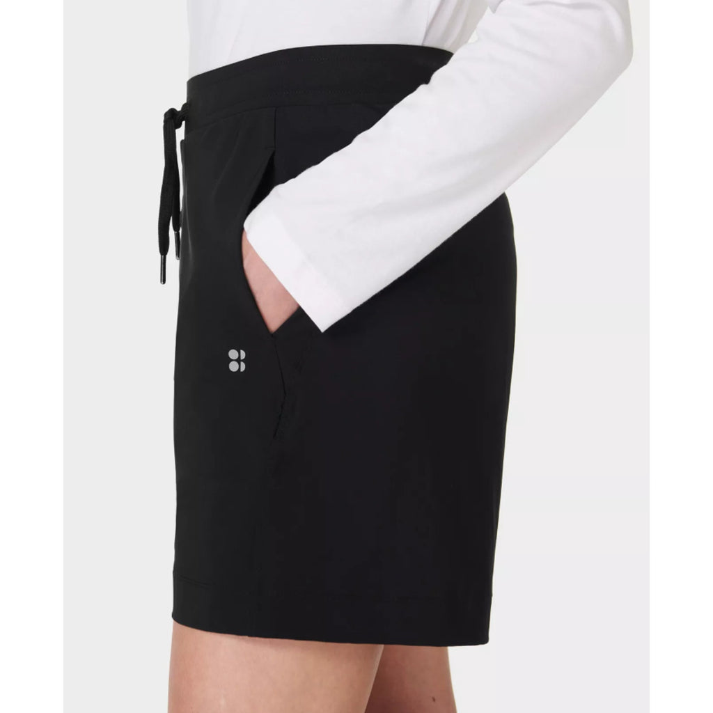 SWEATY BETTY Women's Explorer 5.5" Shorts Size 6 Black Drawcord NWT