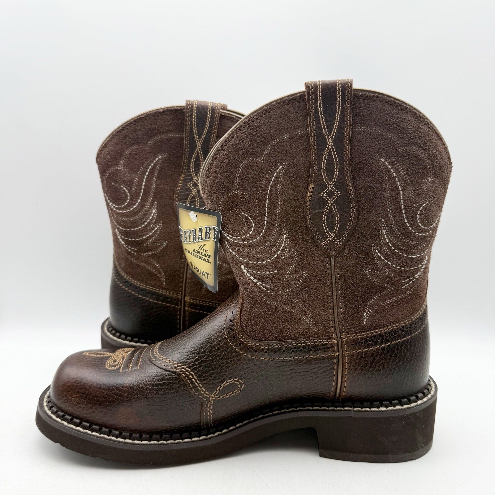 Ariat Womens Fatbaby Heritage Cowboy Dapper Boots US 8 M Brown Leather NWOB