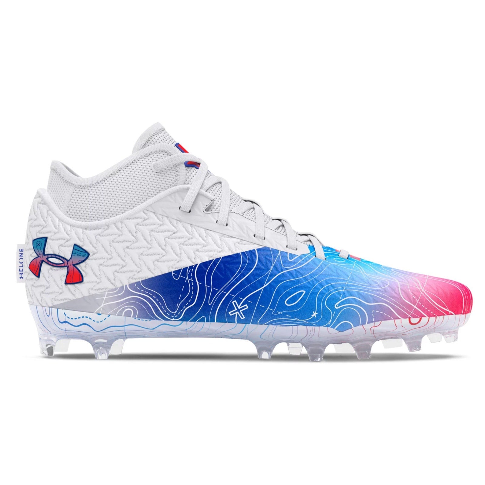 Under Armour Mens Spotlight Clone 4 MC TX Football Cleat Size 12 White Blue NWOB