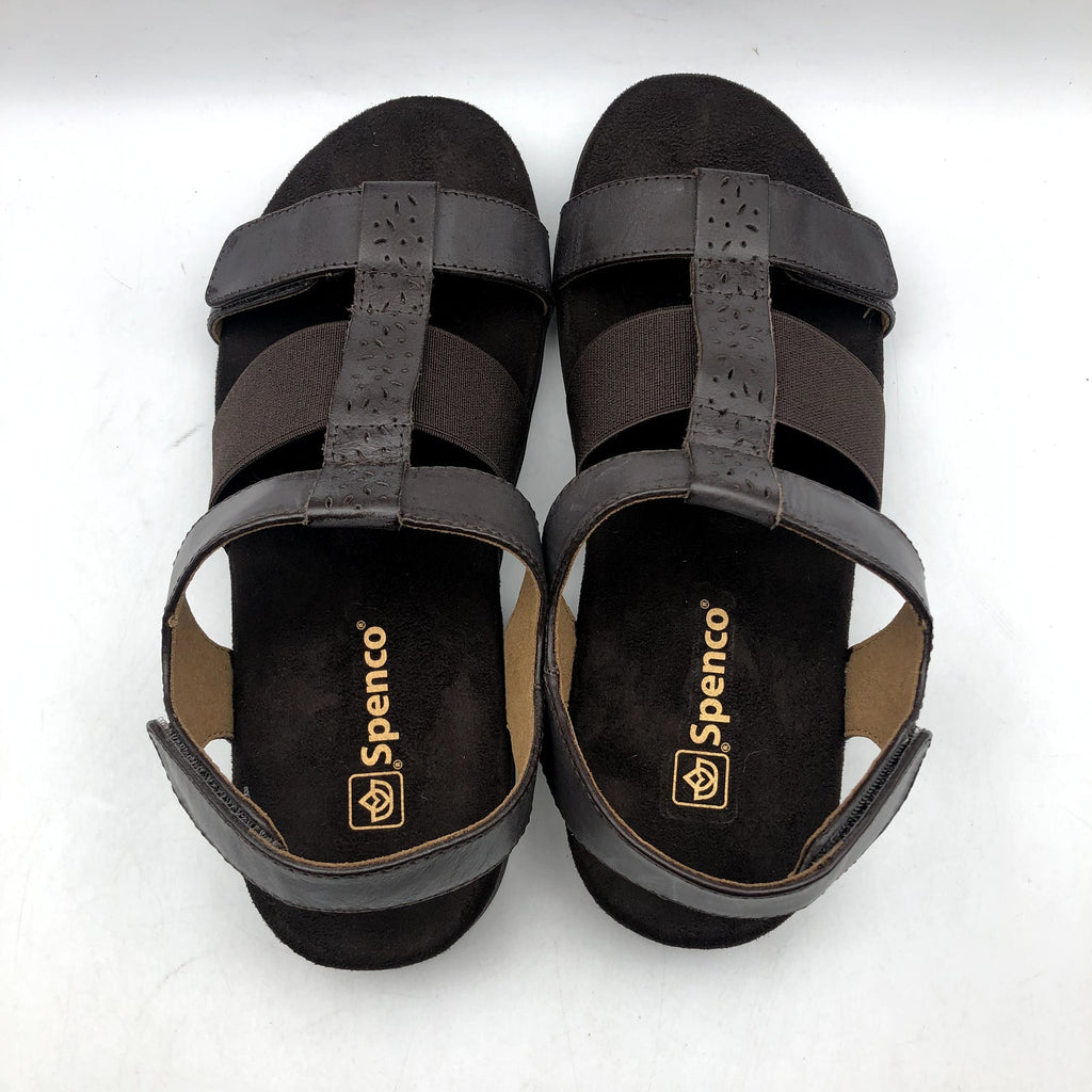 Spenco Womens Anabel Hook & Loop Sandal 7 Wide EU 37.5 French Roast Brown NIB