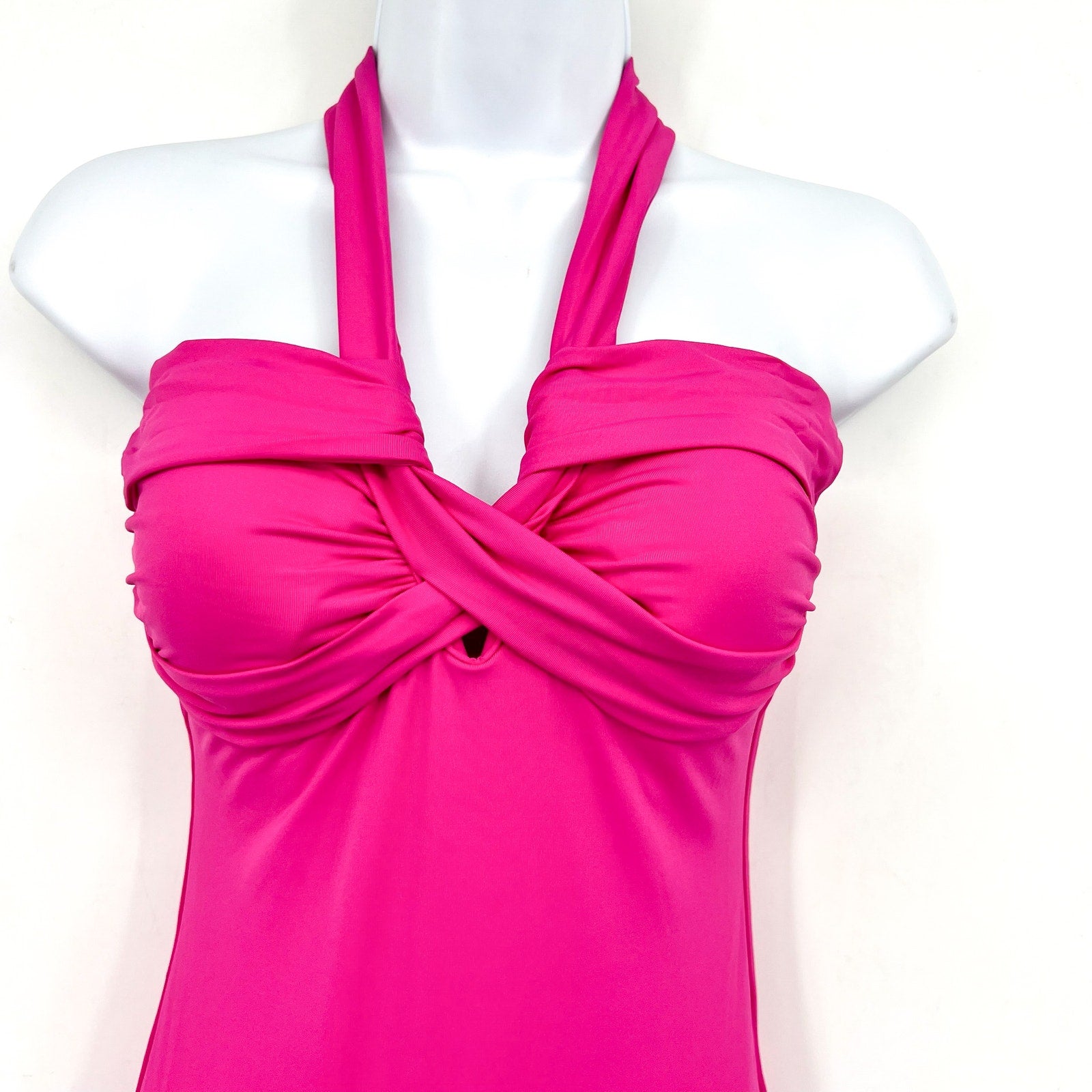 SEAFOLLY Collective Halter Bandeau One Piece Swimsuit Size 4 Hot Pink NWT
