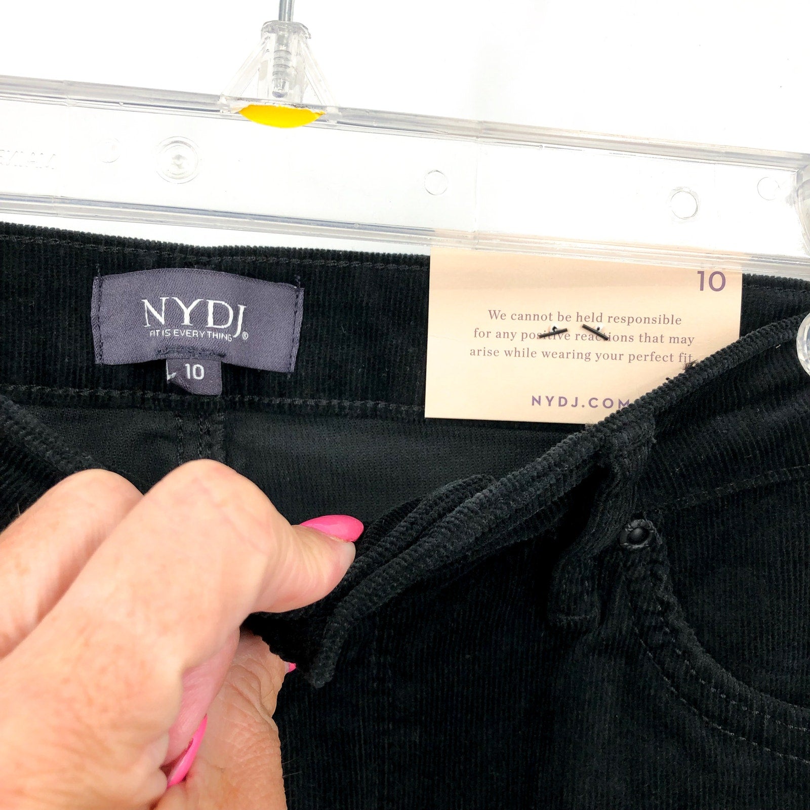 NYDJ Women's Teresa Wide Leg Trouser Pants Size 10 Black Corduroy Stretch NWT