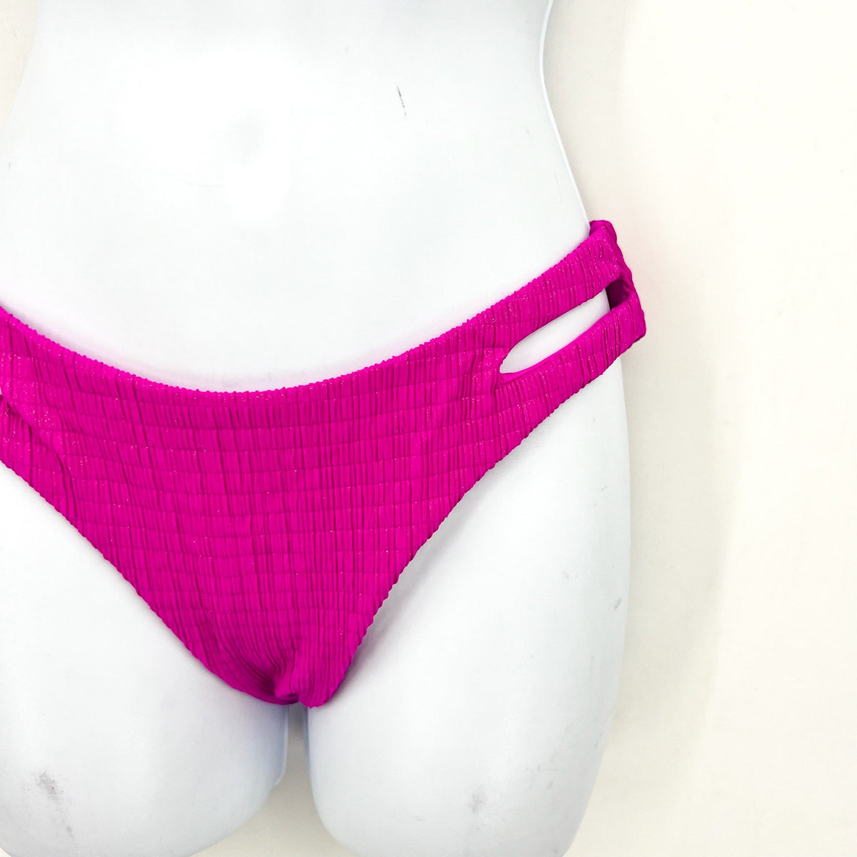 BECCA Women's Luminous Hipster Bikini Bottom Small Vivid Pink Cut Out Swim NWT