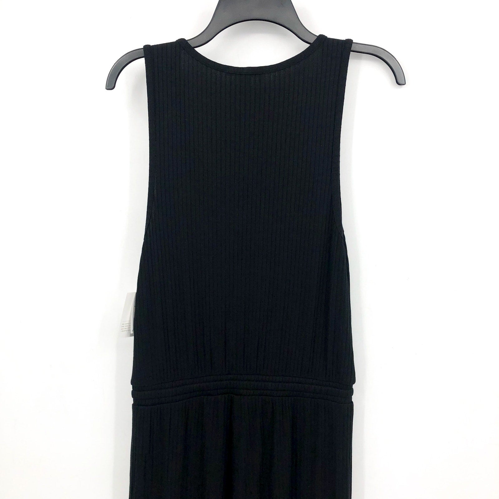 BEYOND YOGA Women's Jetsetter Wide Leg Jumpsuit Small Black Rib V Neck NWT