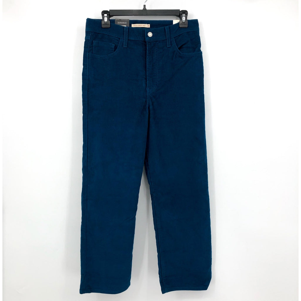 LEVI'S Ribcage Straight Ankle Corduroy Pants 29x27 US 8 Sea Blue 79755-0025 NWT