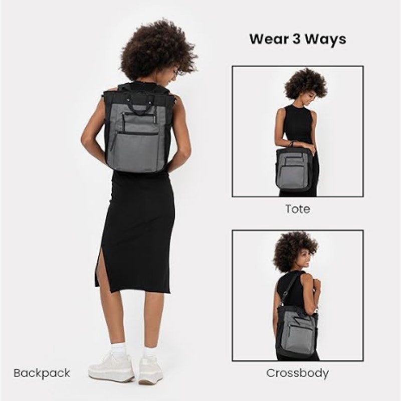 SHERPANI Soleil Anti-theft Convertible Backpack Tote Granite Gray Black RFID NWT