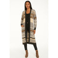 MARLED Womens Long Line Knitted Cardigan Large Grey Colorblock Striped NWOT