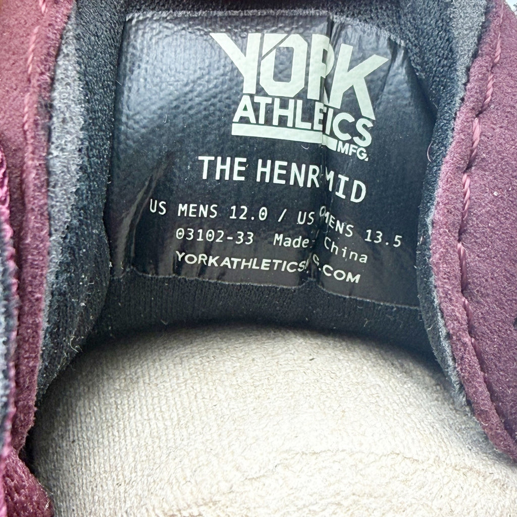 YORK Athletics Mens The Henry Mid Trainer Sneakers US 12 Red Black NIB